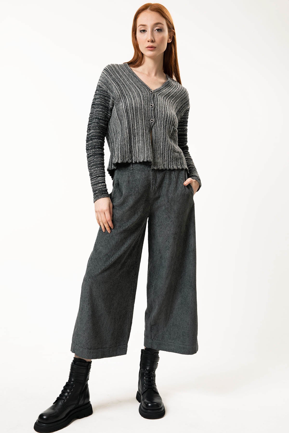Transit Fitilli Kadife Geniş Crop Paça Pantolon-Libas Trendy Fashion Store