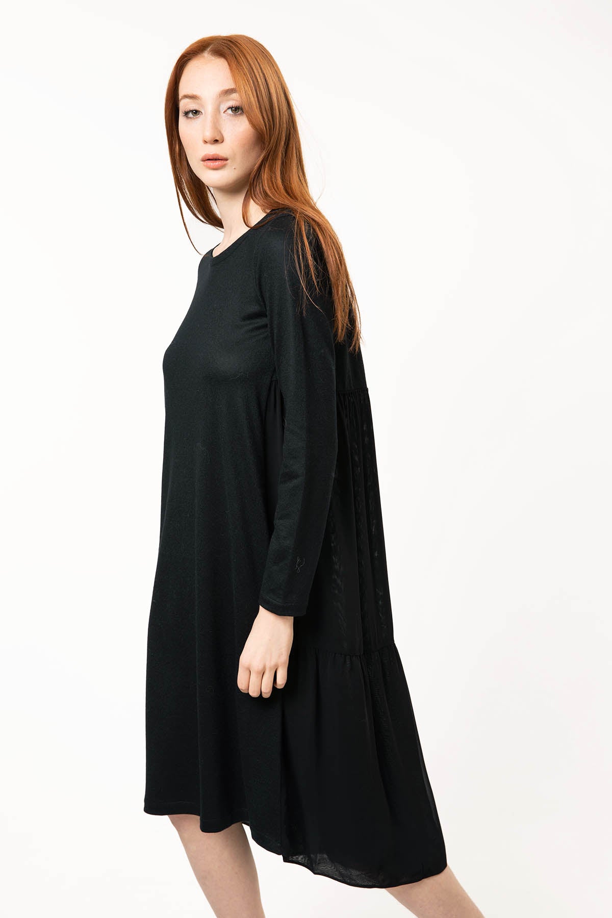 Transit Asimetrik Kesim Yün Midi Elbise-Libas Trendy Fashion Store