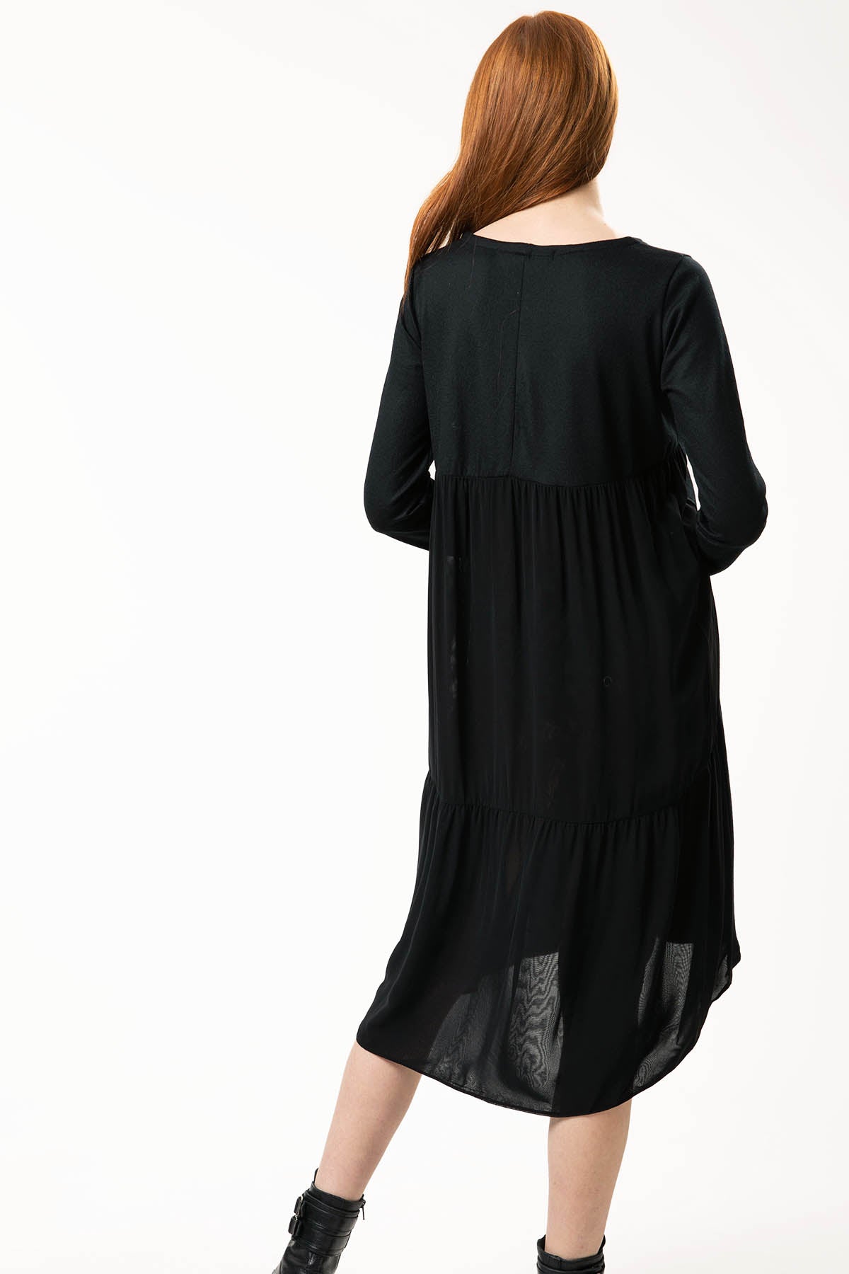 Transit Asimetrik Kesim Yün Midi Elbise-Libas Trendy Fashion Store