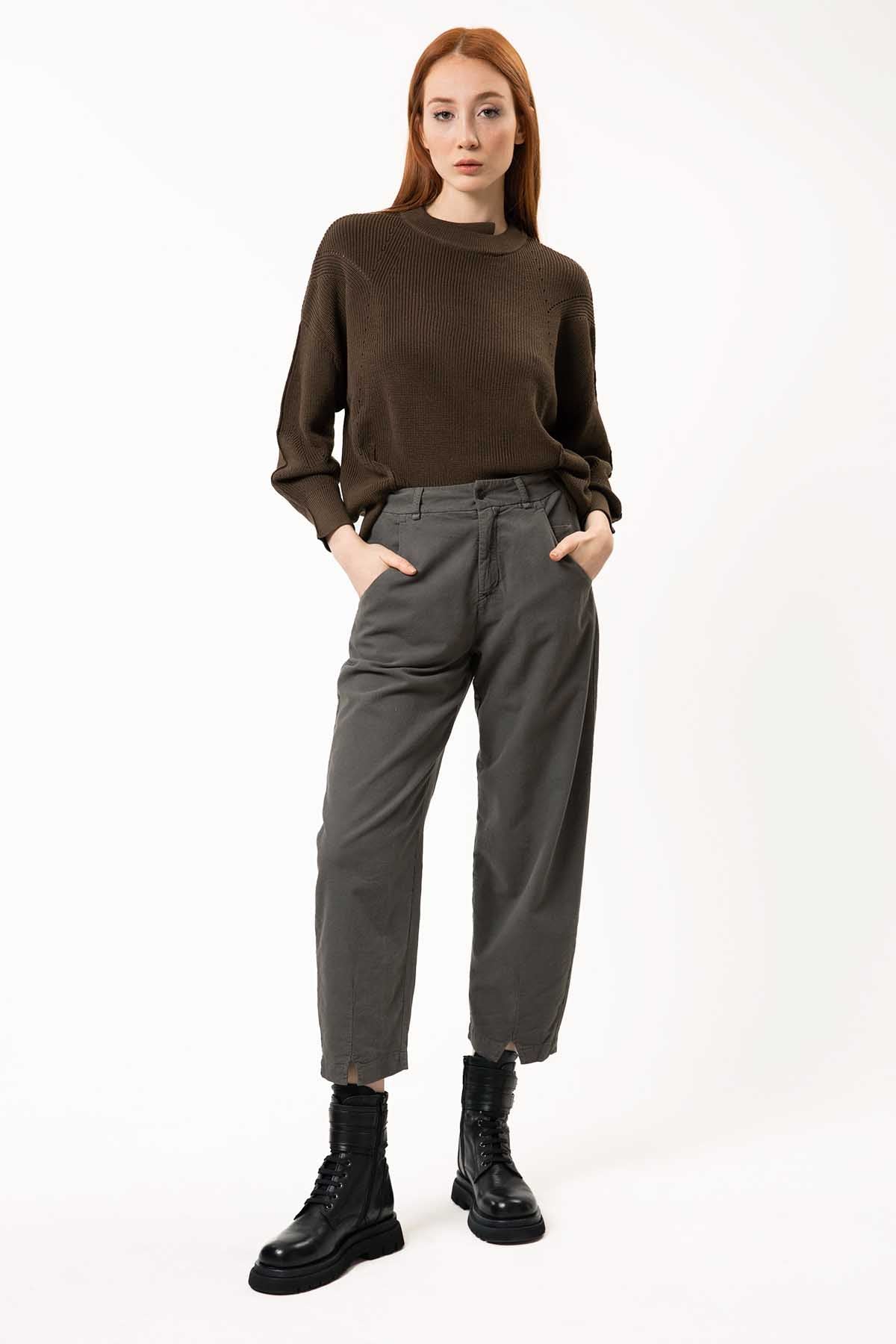 Transit Yüksek Bel Crop Paça Pantolon-Libas Trendy Fashion Store