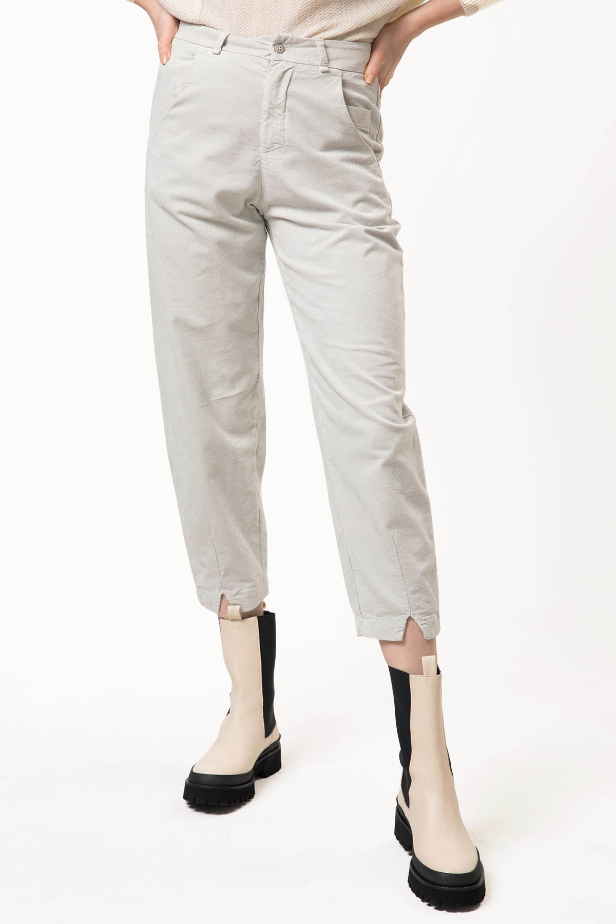 Transit Yüksek Bel Crop Paça Pantolon