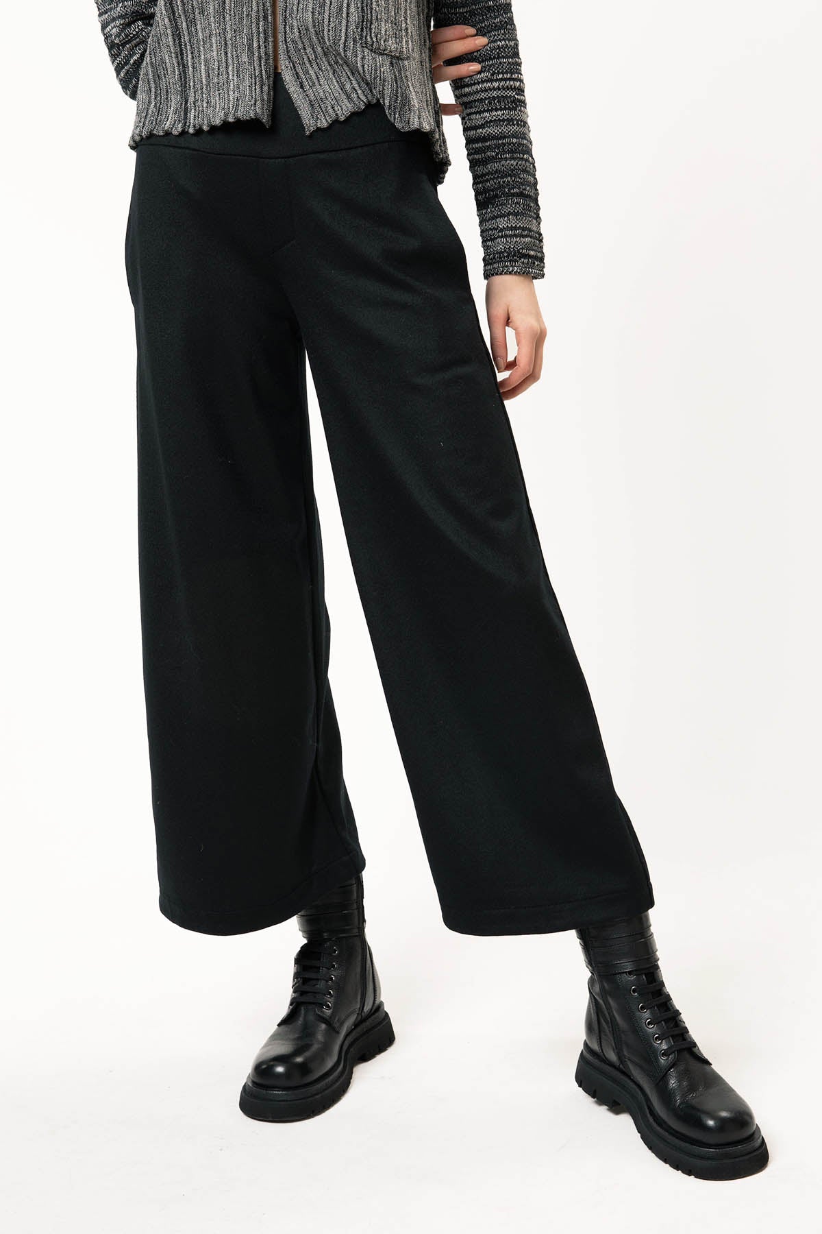 Transit Yüksek Bel Geniş Crop Paça Pantolon-Libas Trendy Fashion Store