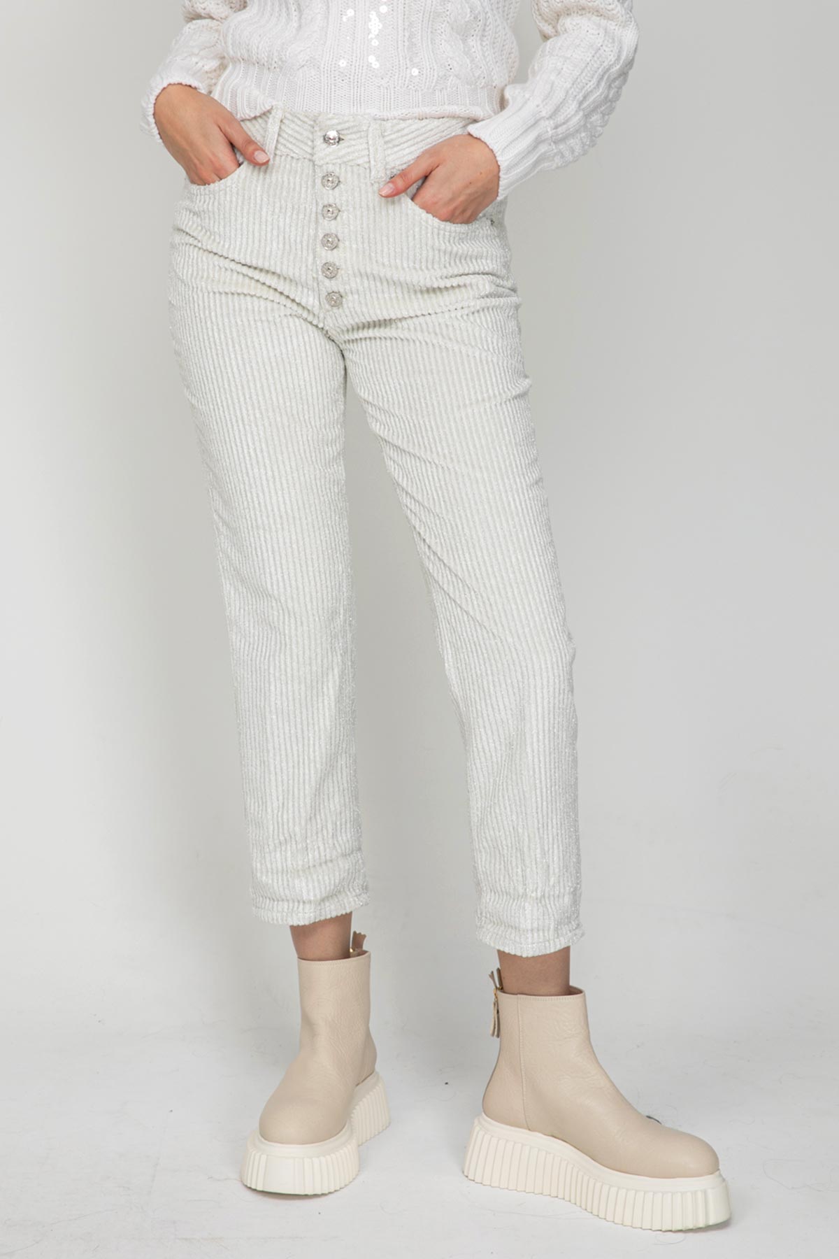 Dondup Loose Fit Fitilli Kadife Pantolon-Libas Trendy Fashion Store