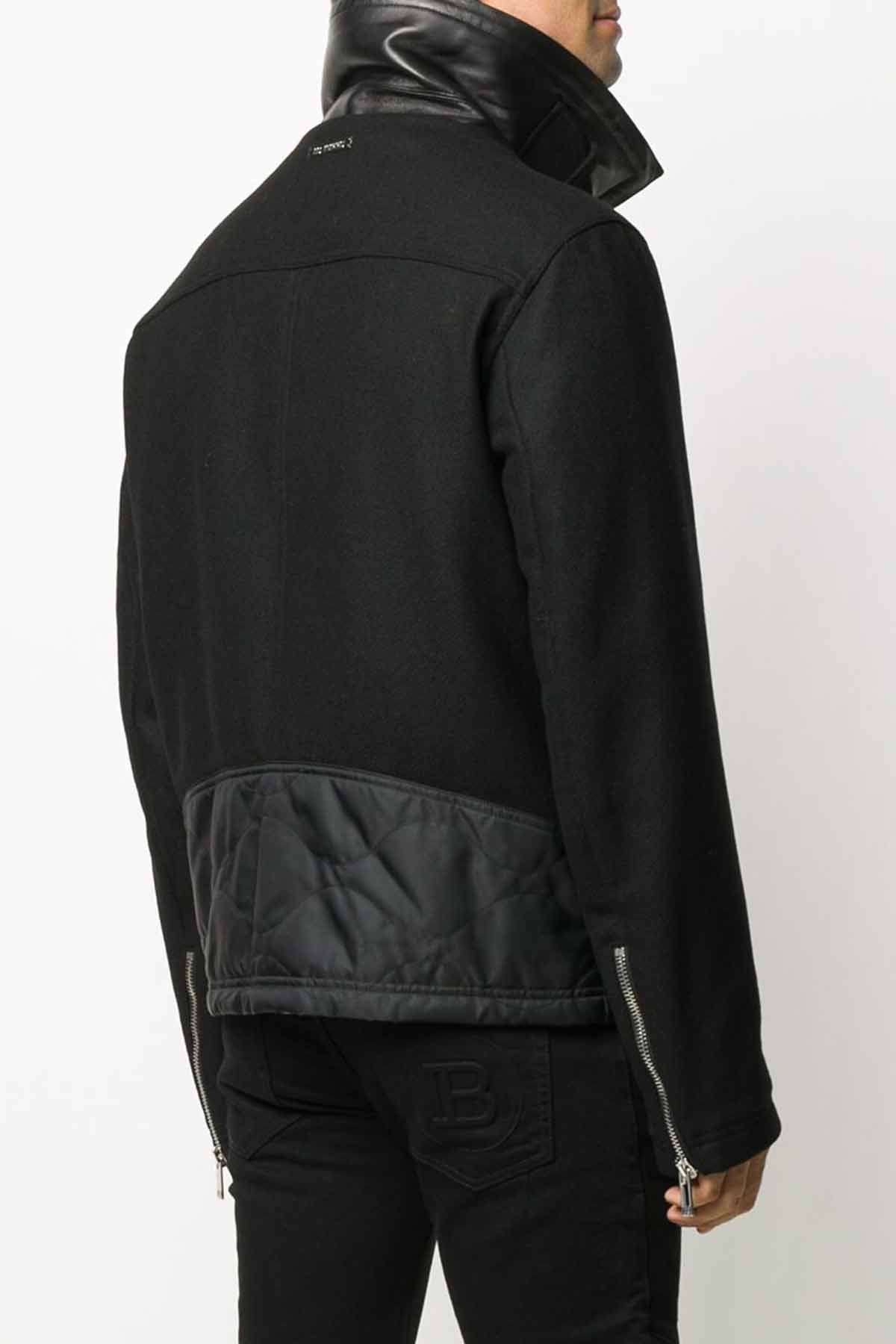 Les Hommes Deri Detaylı Ceket-Libas Trendy Fashion Store