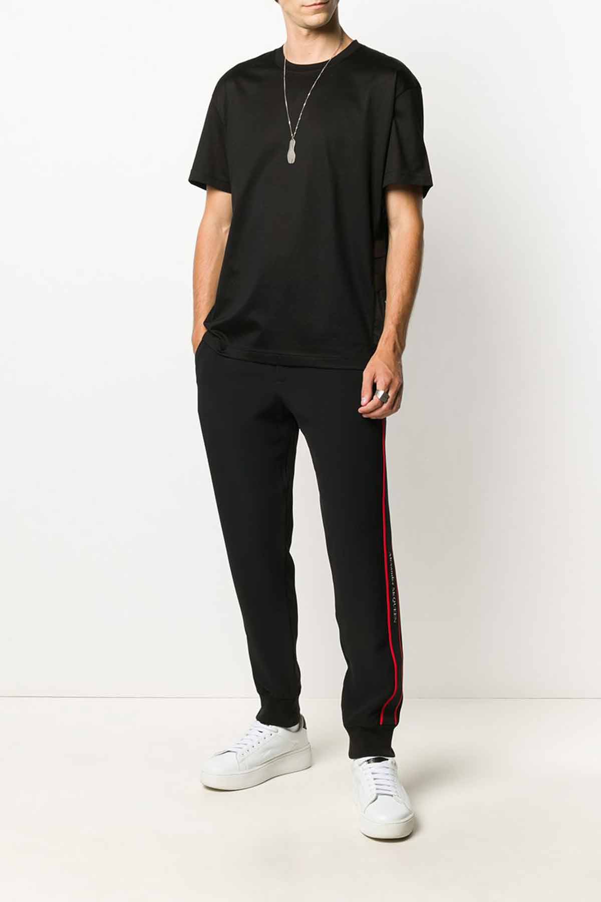 Les Hommes Fermuar ve Deri Detaylı T-shirt-Libas Trendy Fashion Store