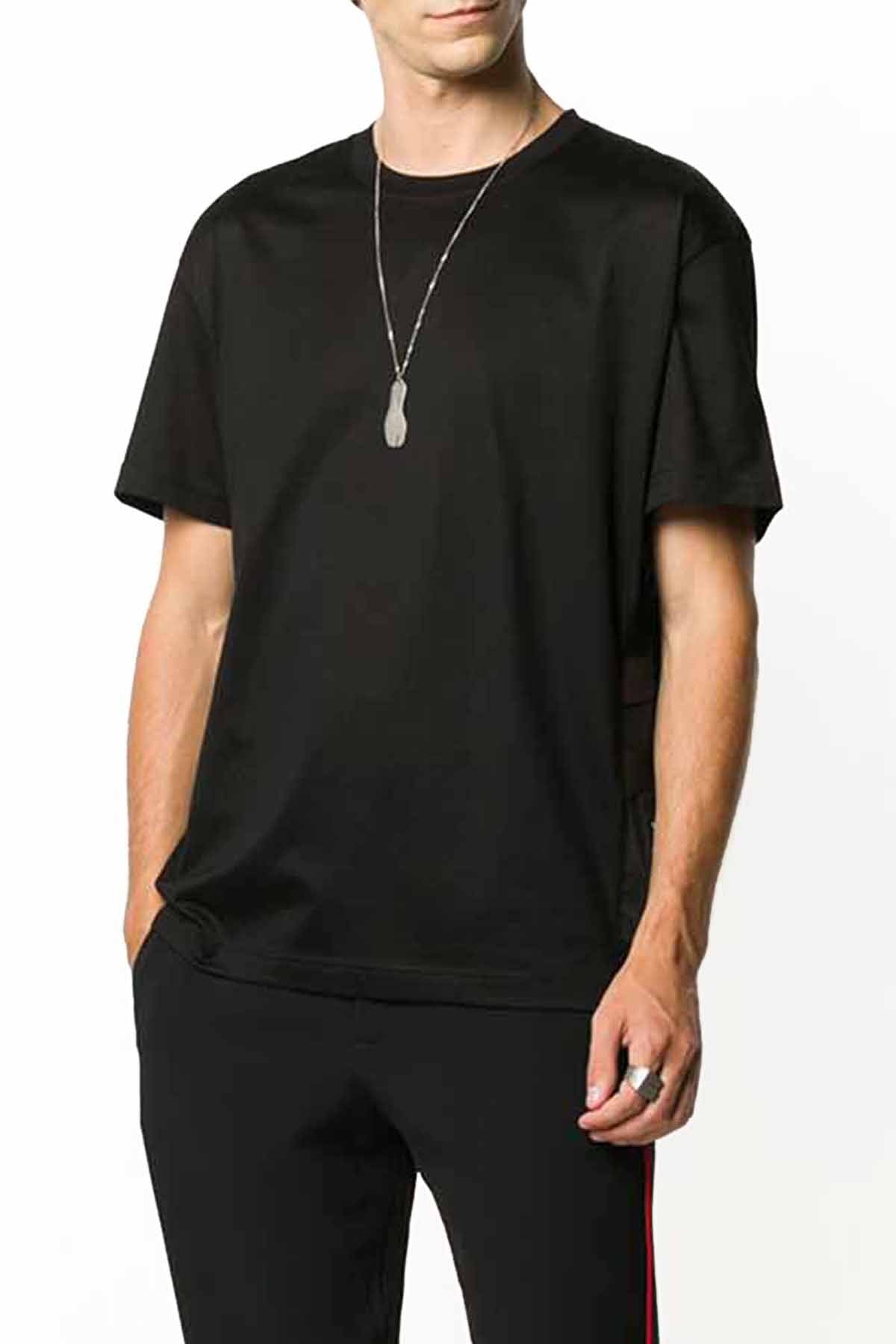 Les Hommes Fermuar ve Deri Detaylı T-shirt-Libas Trendy Fashion Store