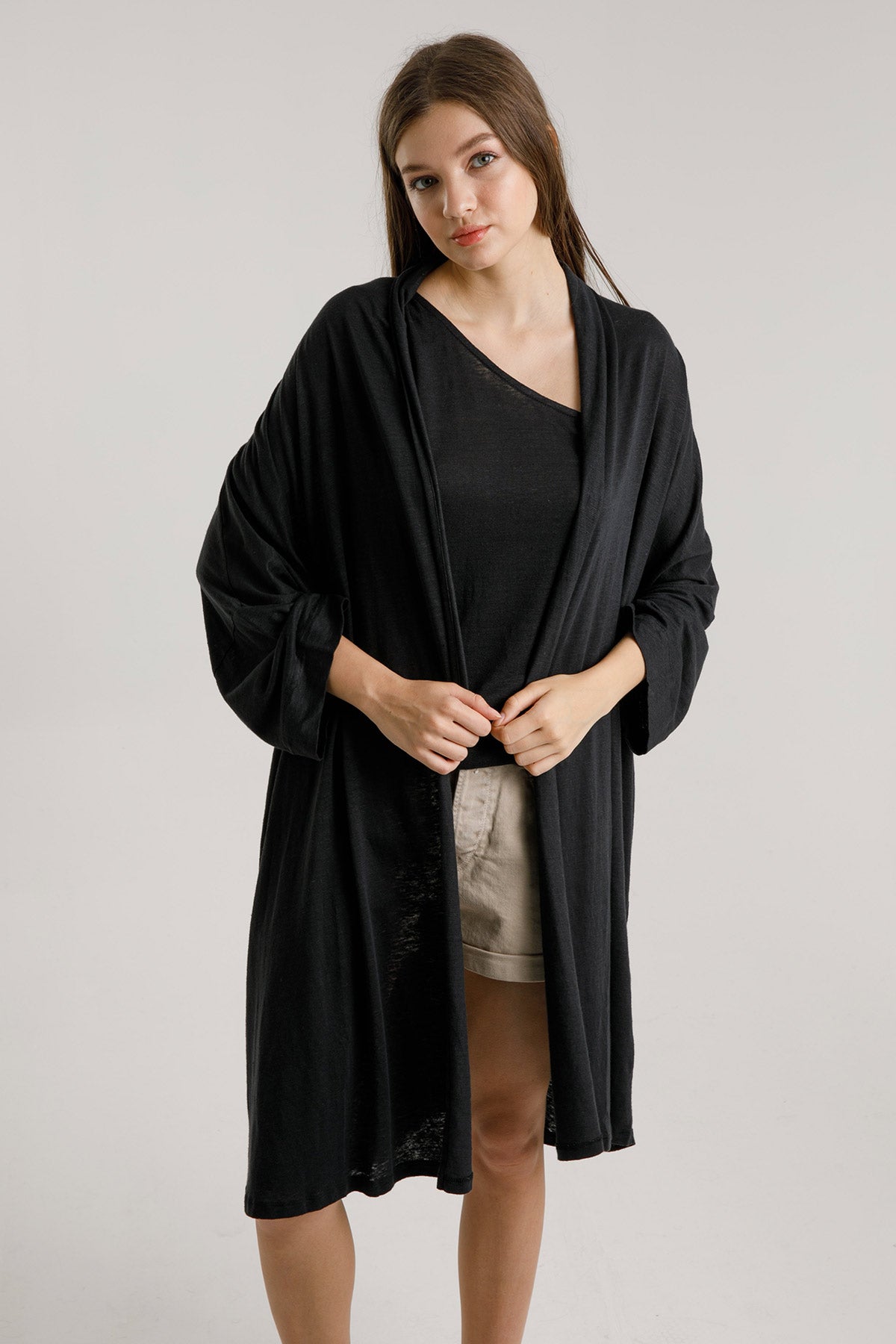 Majestic Şal Yaka Keten Ceket-Libas Trendy Fashion Store