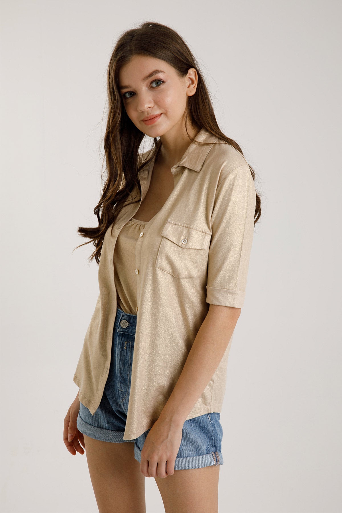 Majestic Simli Streç Gömlek-Libas Trendy Fashion Store