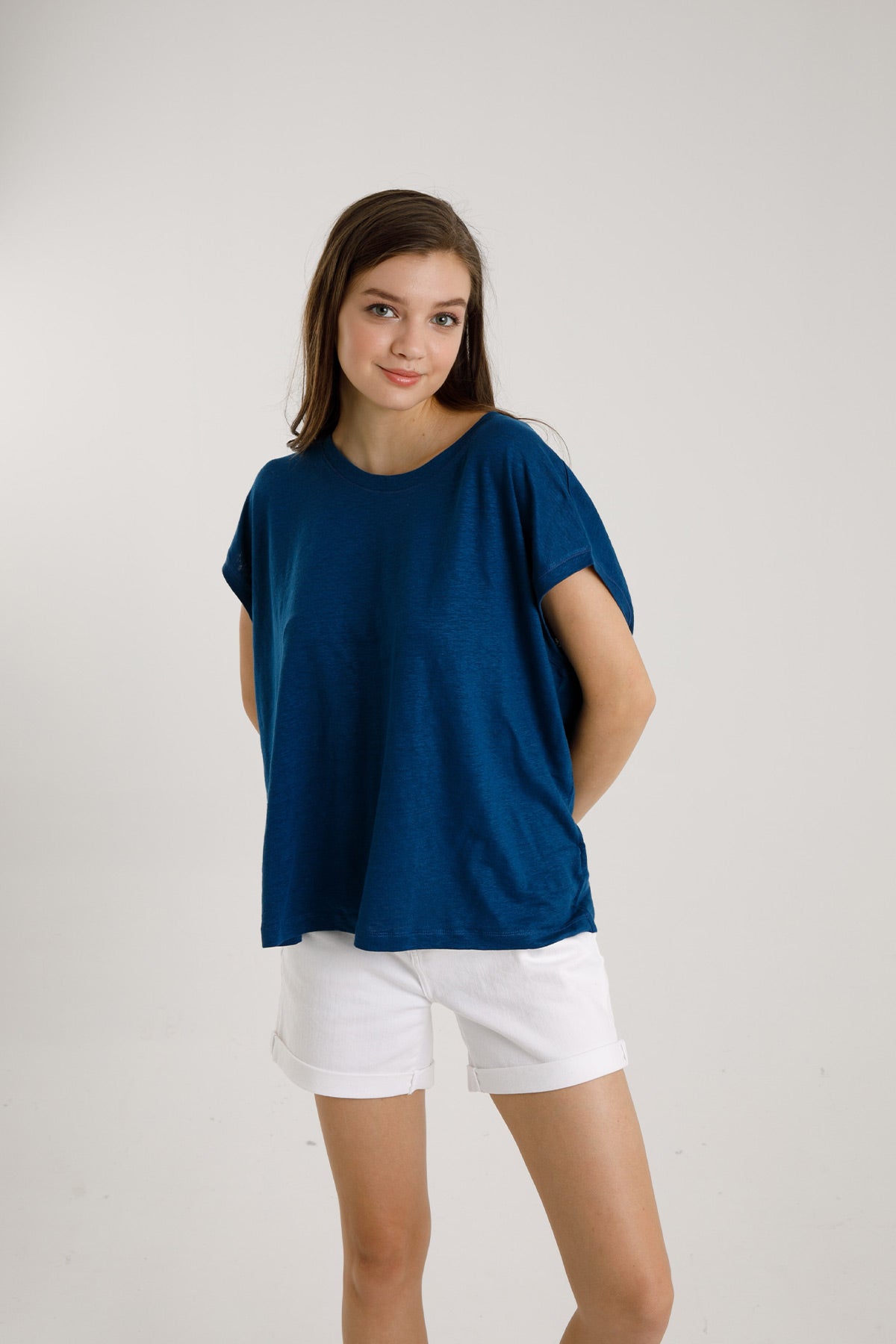 Majestic Streç Keten Oyuk Yaka T-shirt-Libas Trendy Fashion Store