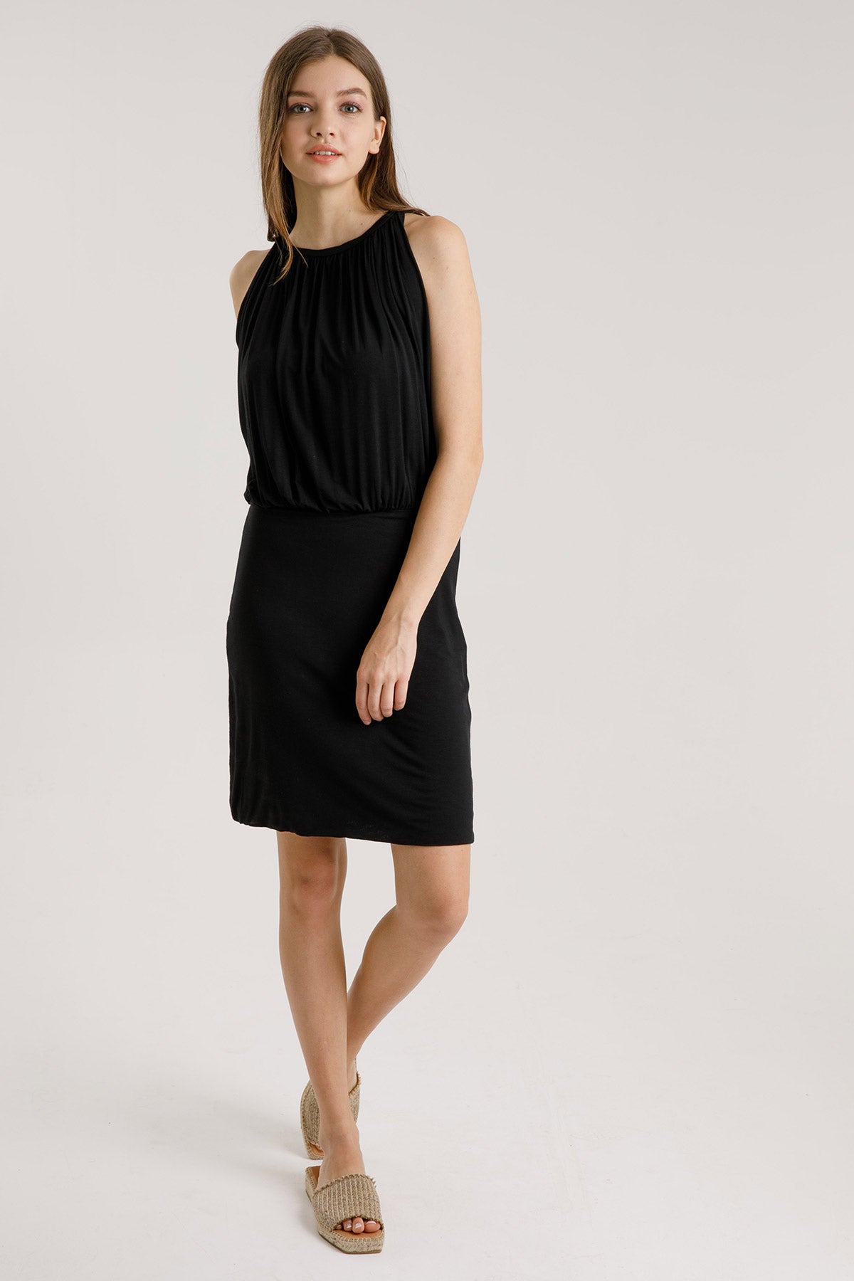 Majestic Beli Lastikli Elbise-Libas Trendy Fashion Store