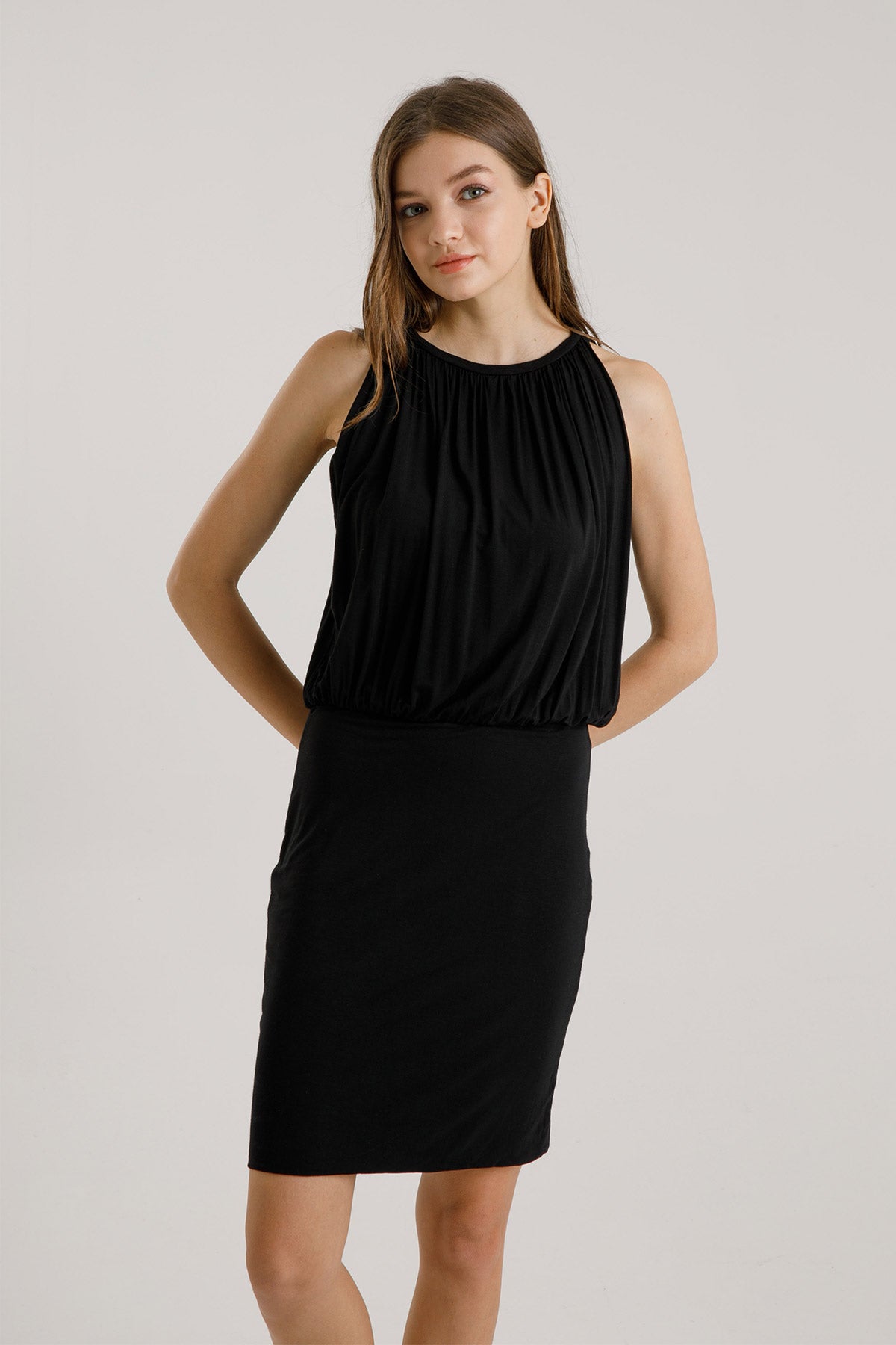 Majestic Beli Lastikli Elbise-Libas Trendy Fashion Store