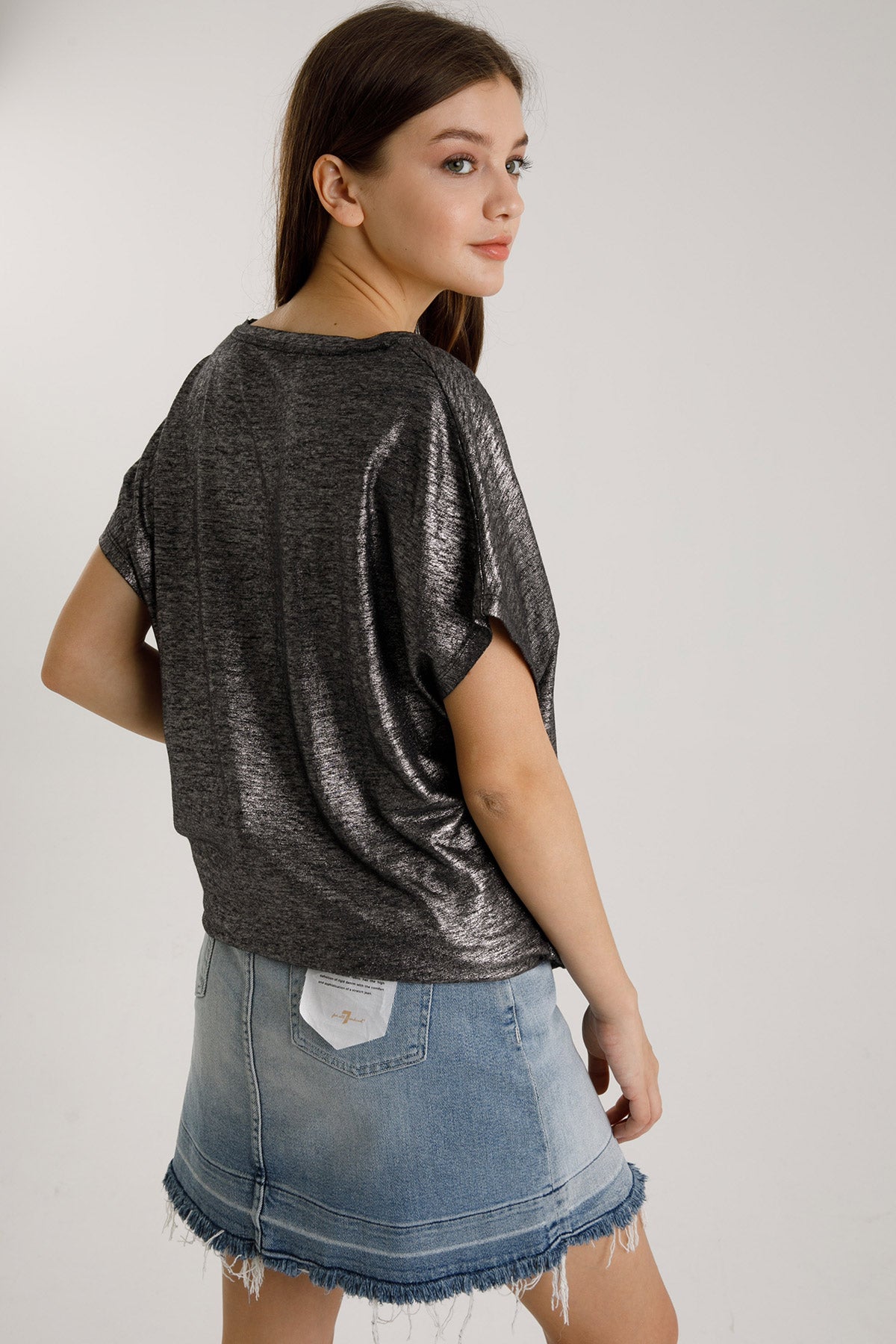 Majestic V Yaka Streç Keten T-shirt-Libas Trendy Fashion Store