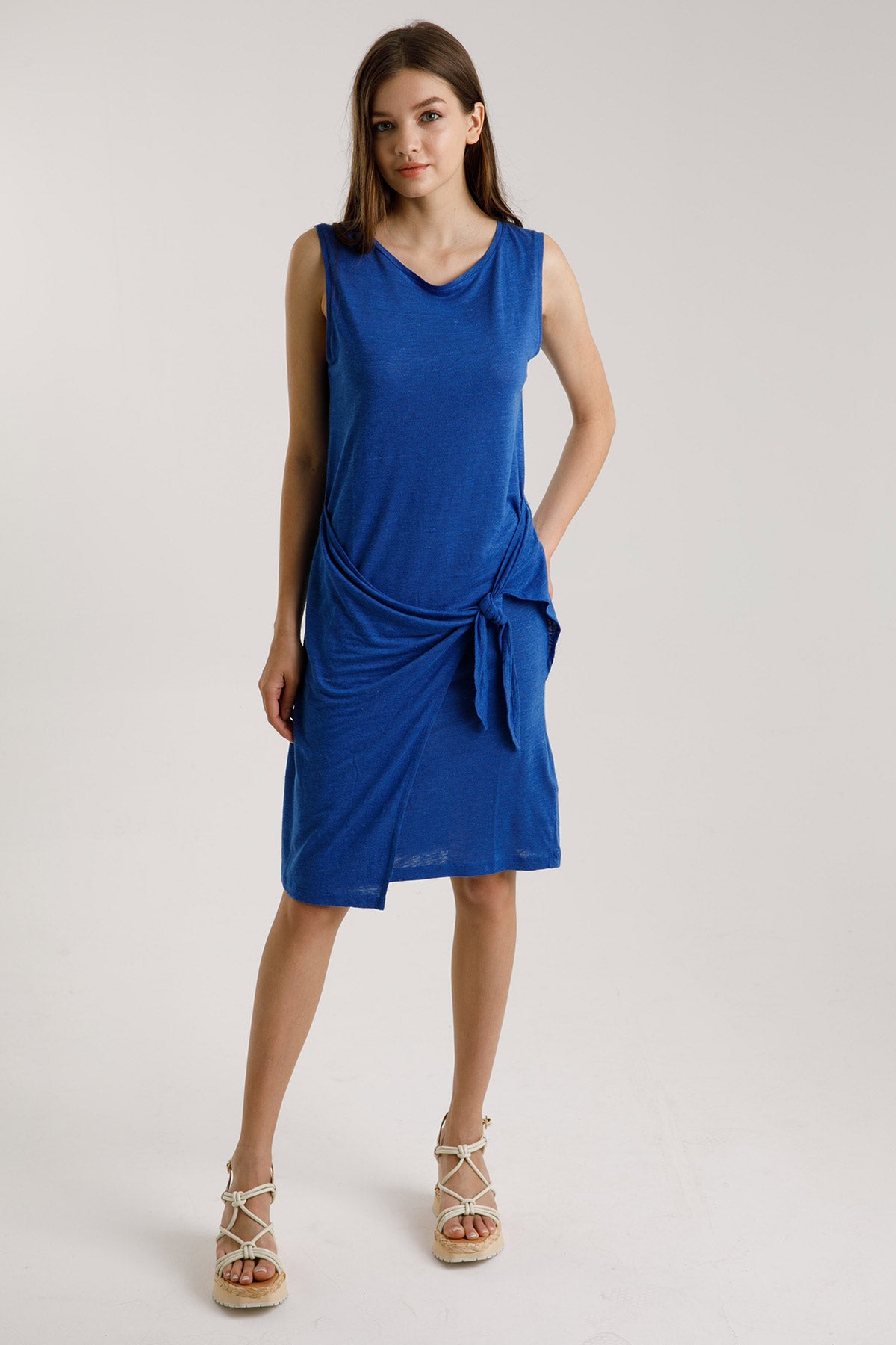 Majestic İpek Karışımlı Keten Elbise-Libas Trendy Fashion Store