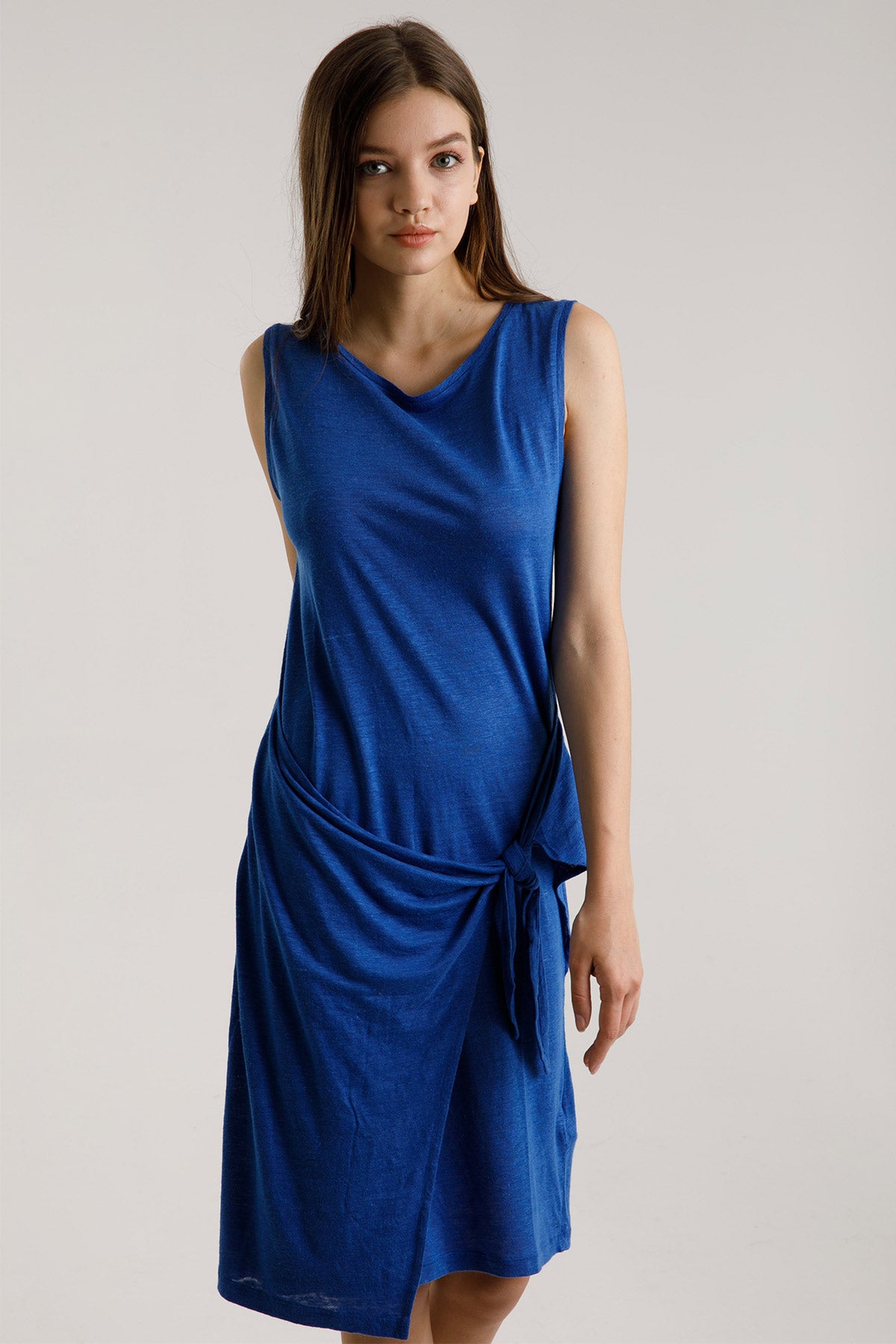 Majestic İpek Karışımlı Keten Elbise-Libas Trendy Fashion Store