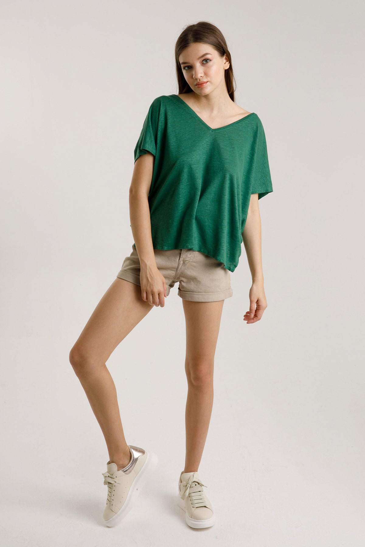 Majestic İpek Karışımlı Keten T-shirt-Libas Trendy Fashion Store