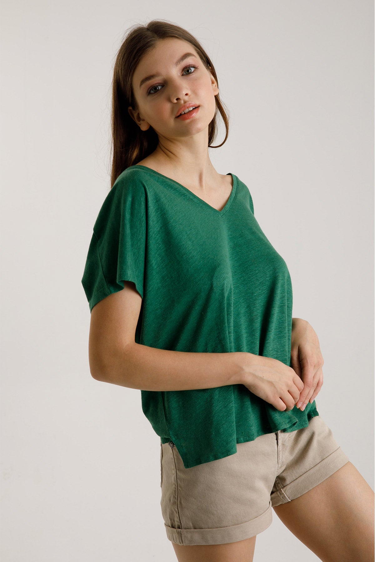 Majestic İpek Karışımlı Keten T-shirt-Libas Trendy Fashion Store
