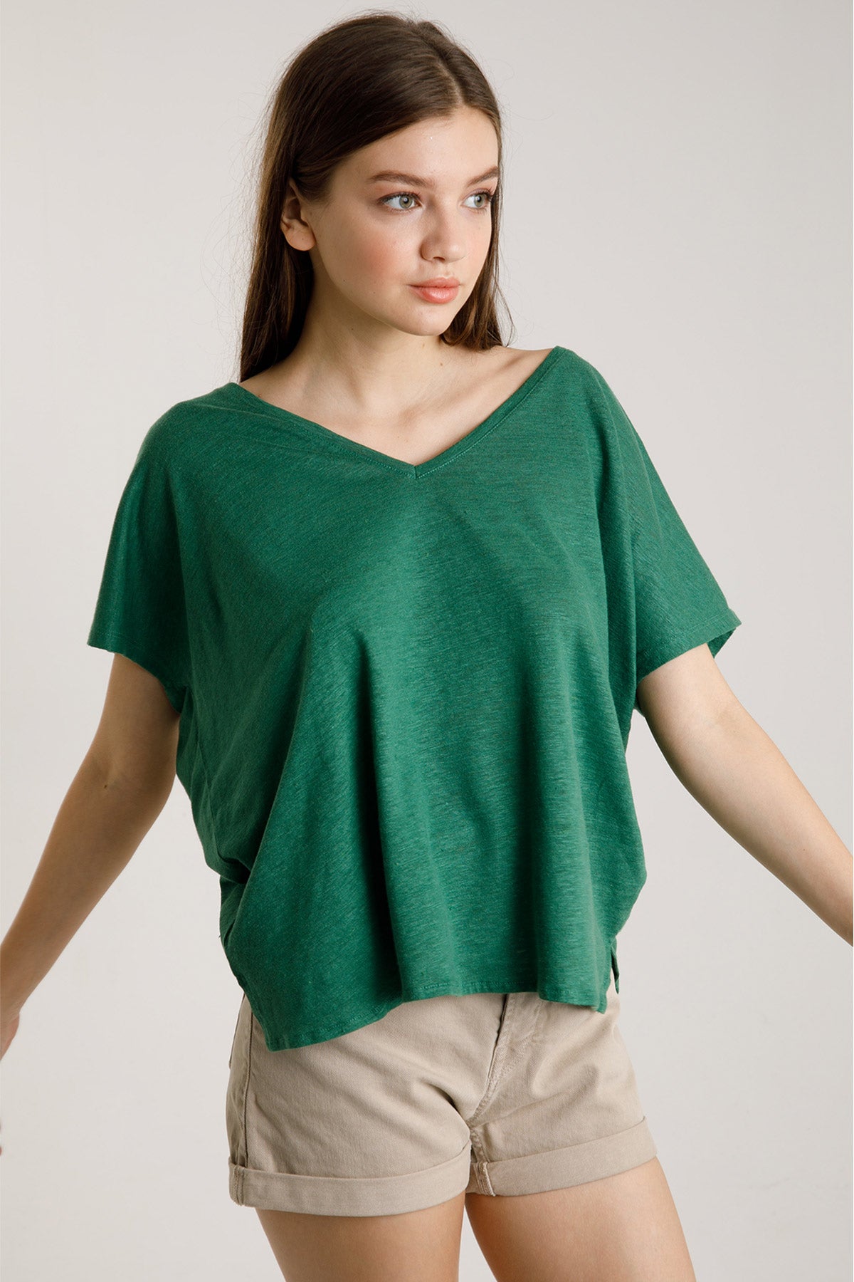 Majestic İpek Karışımlı Keten T-shirt-Libas Trendy Fashion Store