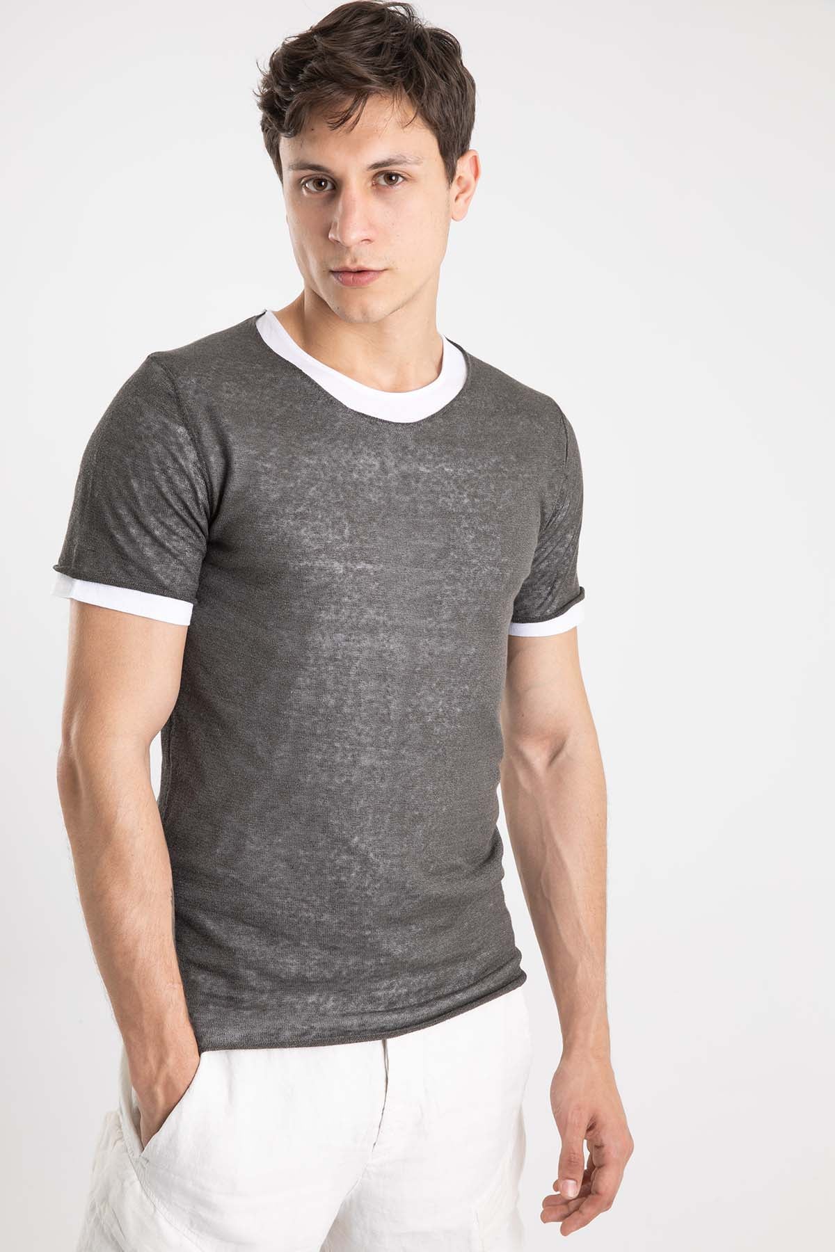 Manifattura T-Shirt İçli Streç Keten T-Shirt-Libas Trendy Fashion Store