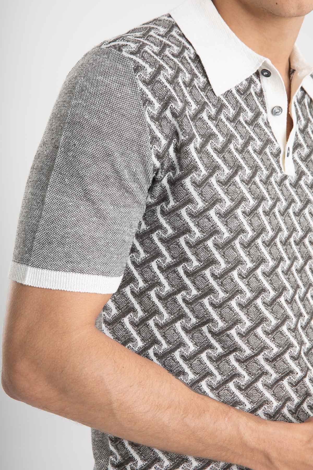 Manifattura Polo Yaka Örgü Keten T-shirt-Libas Trendy Fashion Store