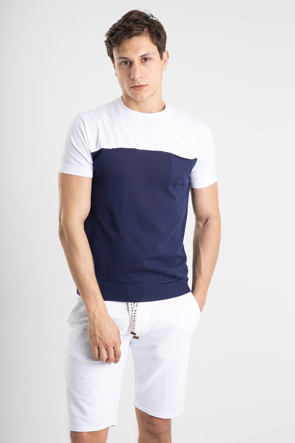 Manifattura Kumaş Kombinasyonlu Cep Detaylı T-shirt-Libas Trendy Fashion Store