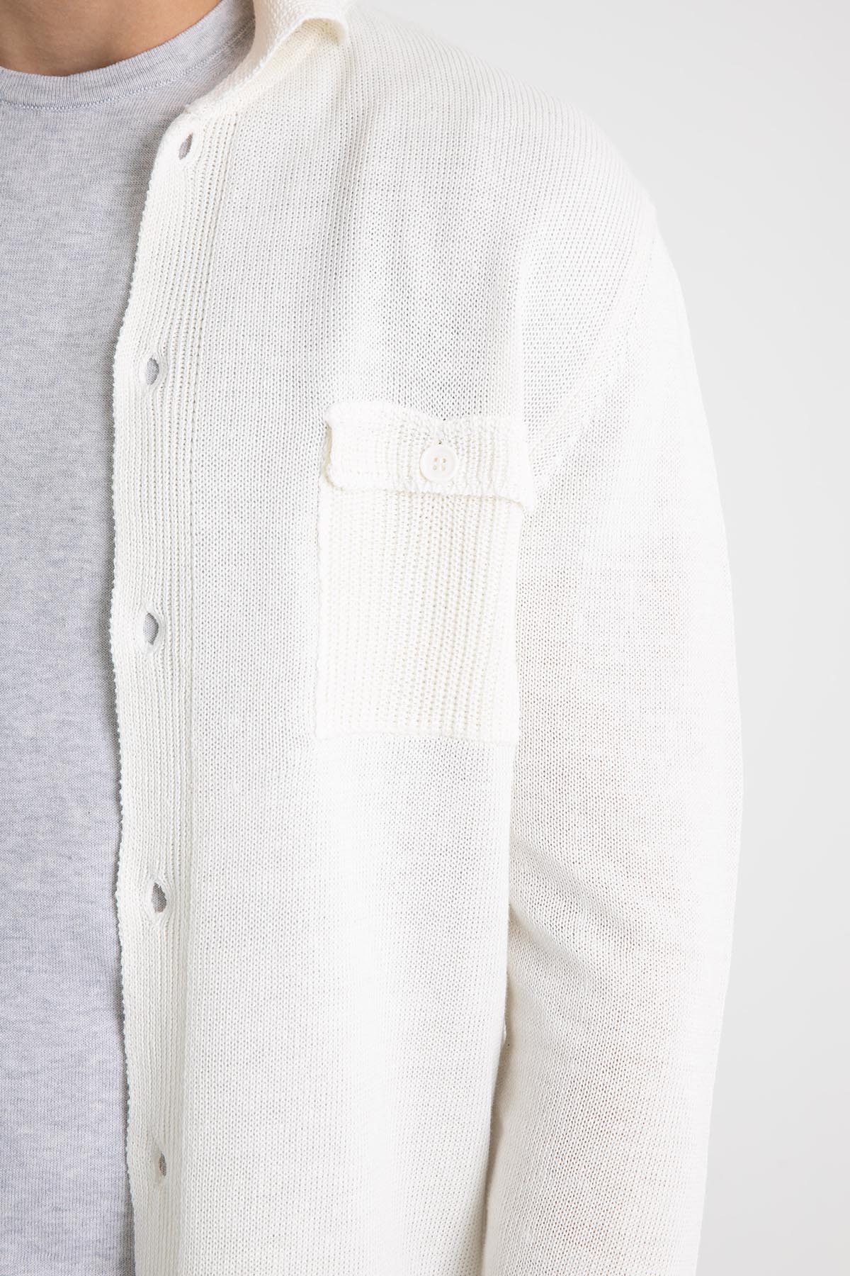 Manifattura Fransız Yaka Cep Detaylı Keten Triko Ceket-Libas Trendy Fashion Store