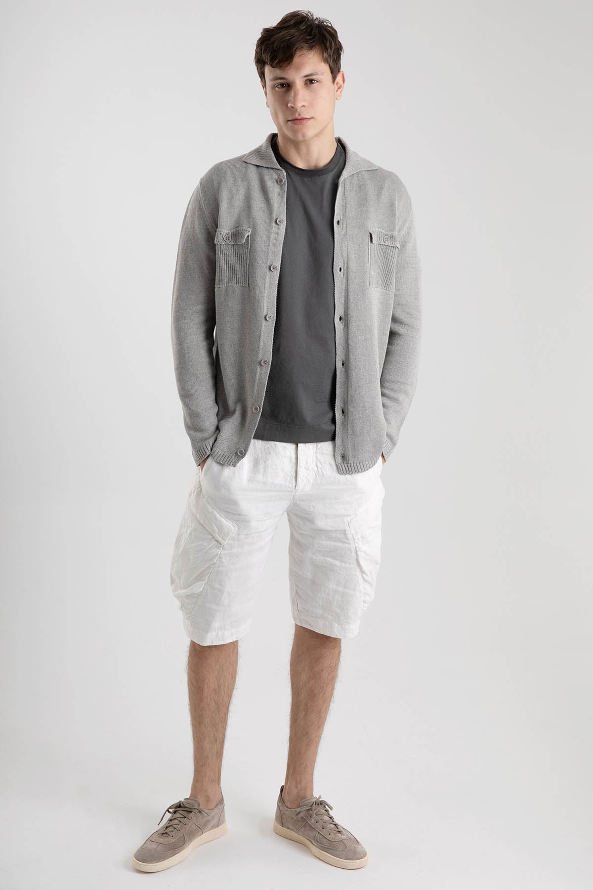 Manifattura Fransız Yaka Cep Detaylı Keten Triko Ceket-Libas Trendy Fashion Store