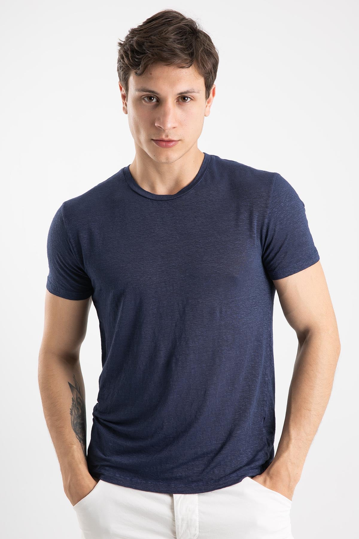 Manifattura Yuvarlak Streç Keten T-shirt-Libas Trendy Fashion Store