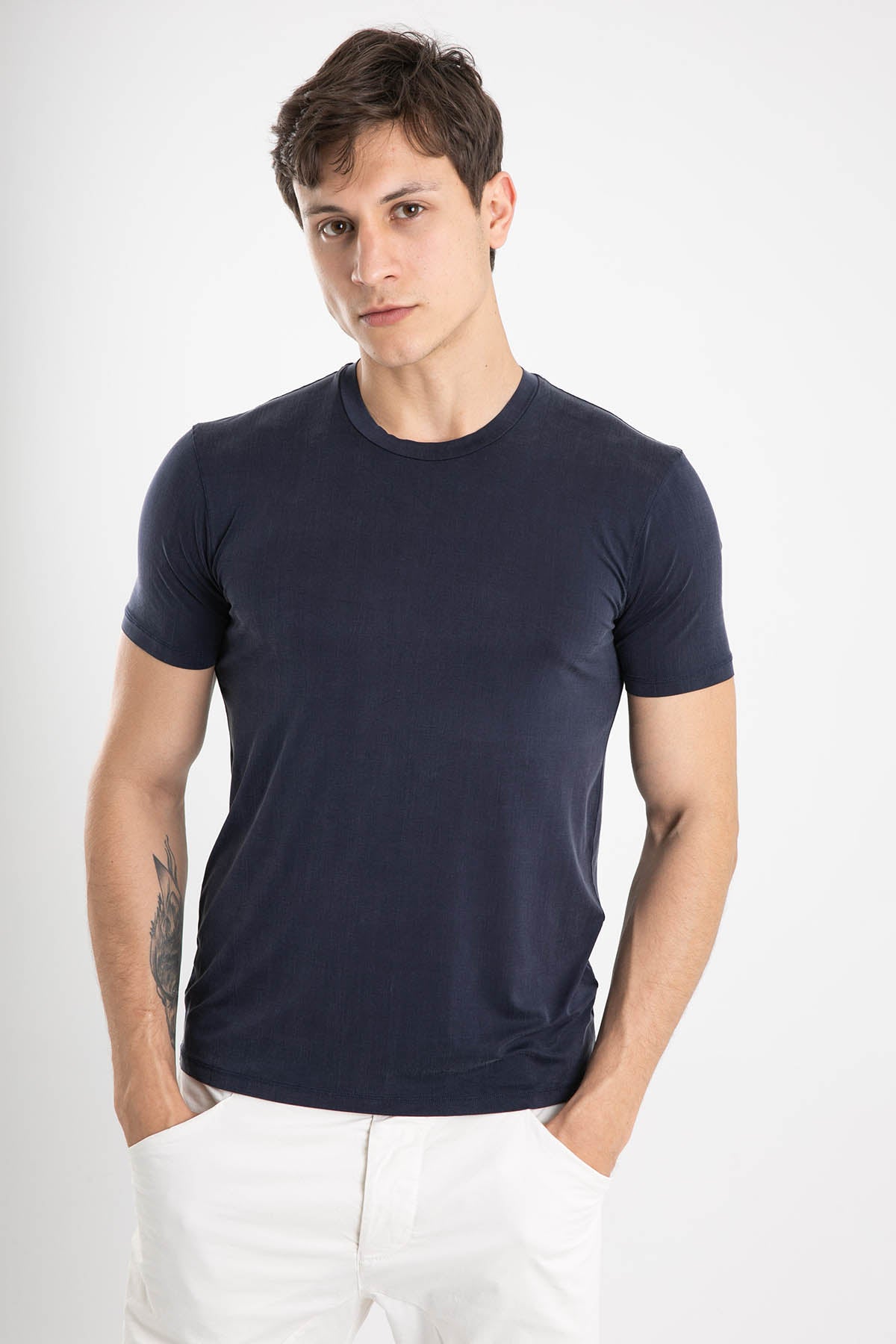 Manifattura Yuvarlak Yaka Streç T-shirt-Libas Trendy Fashion Store