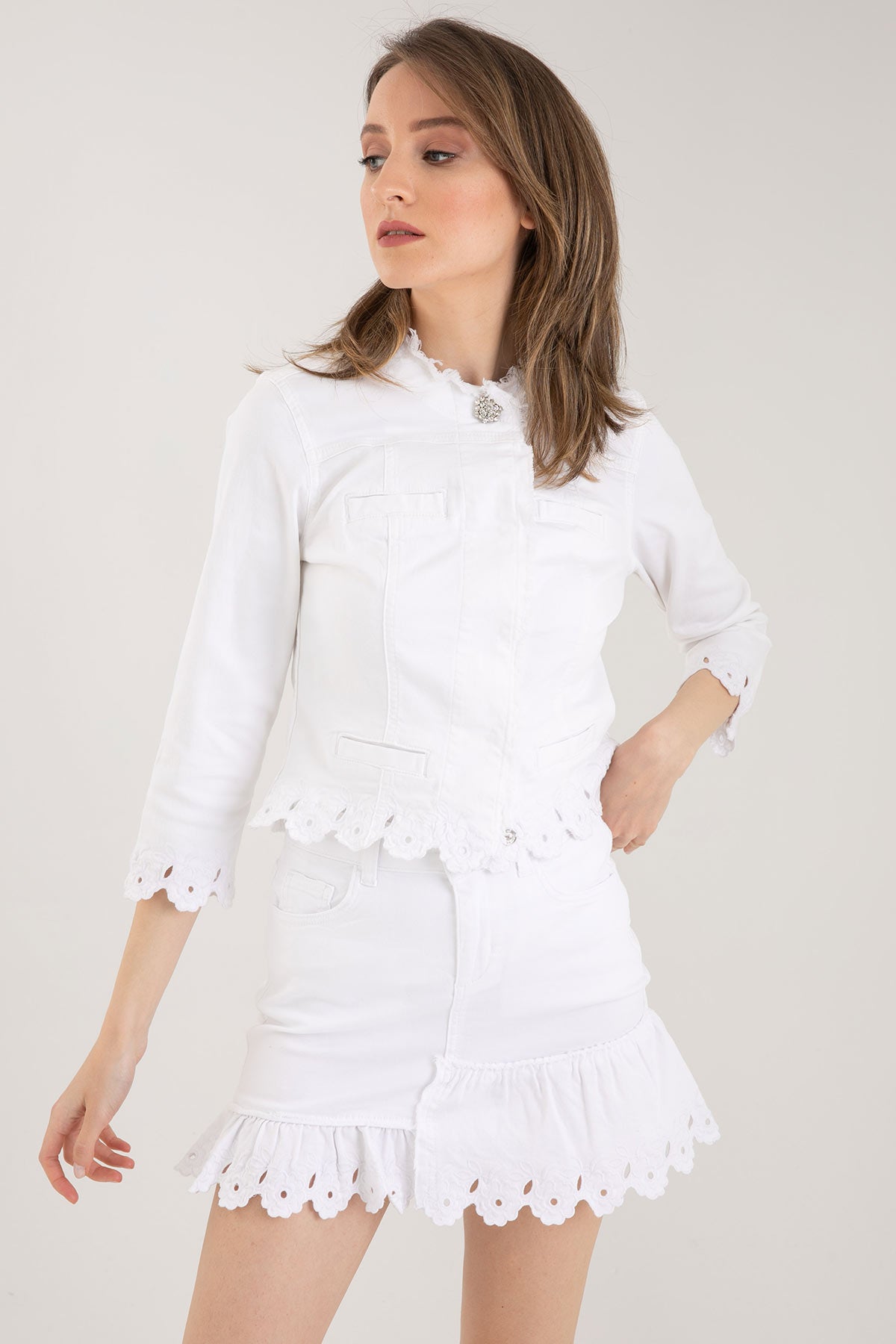 Liu Jo Fito İşlemeli Streç Denim Ceket-Libas Trendy Fashion Store