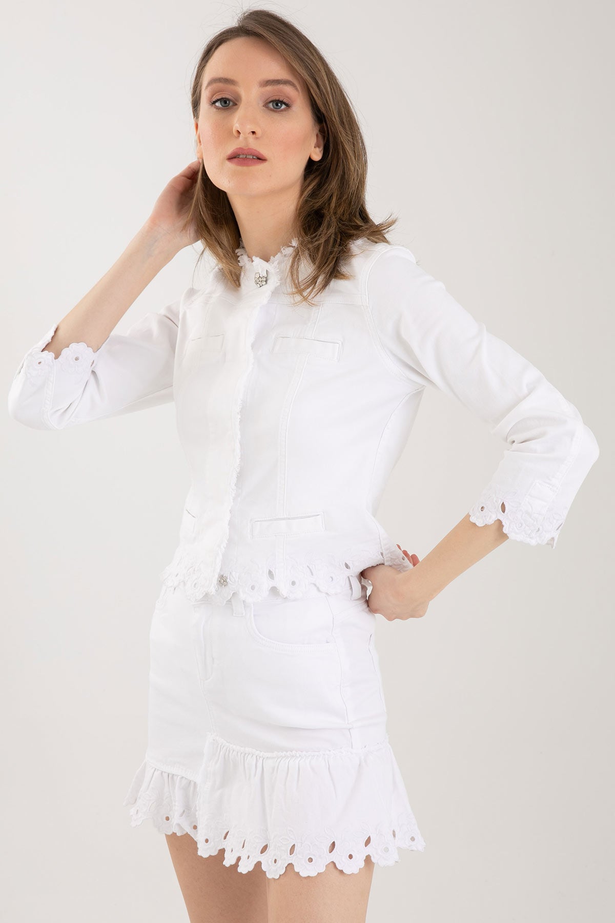 Liu Jo Fito İşlemeli Streç Denim Ceket-Libas Trendy Fashion Store