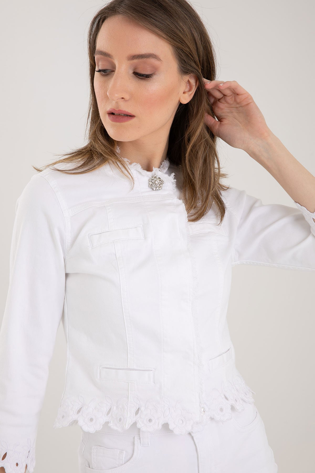 Liu Jo Fito İşlemeli Streç Denim Ceket-Libas Trendy Fashion Store