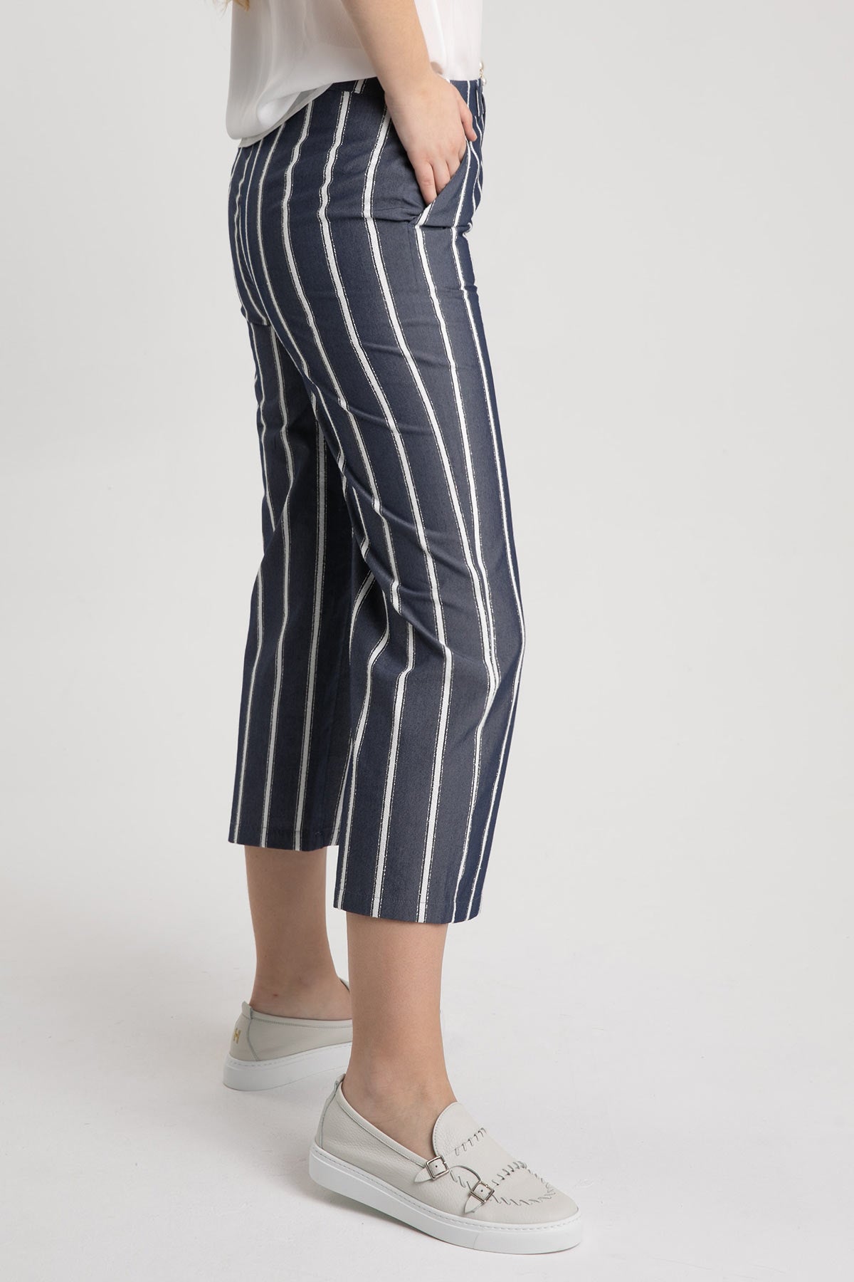 Liu Jo Crop Geniş Paça Çizgili Pantolon-Libas Trendy Fashion Store