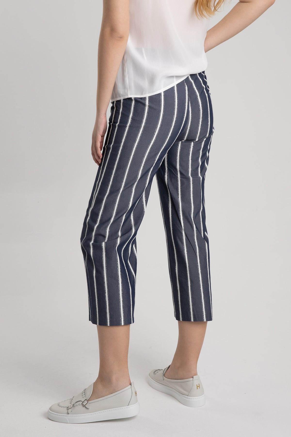 Liu Jo Crop Geniş Paça Çizgili Pantolon-Libas Trendy Fashion Store