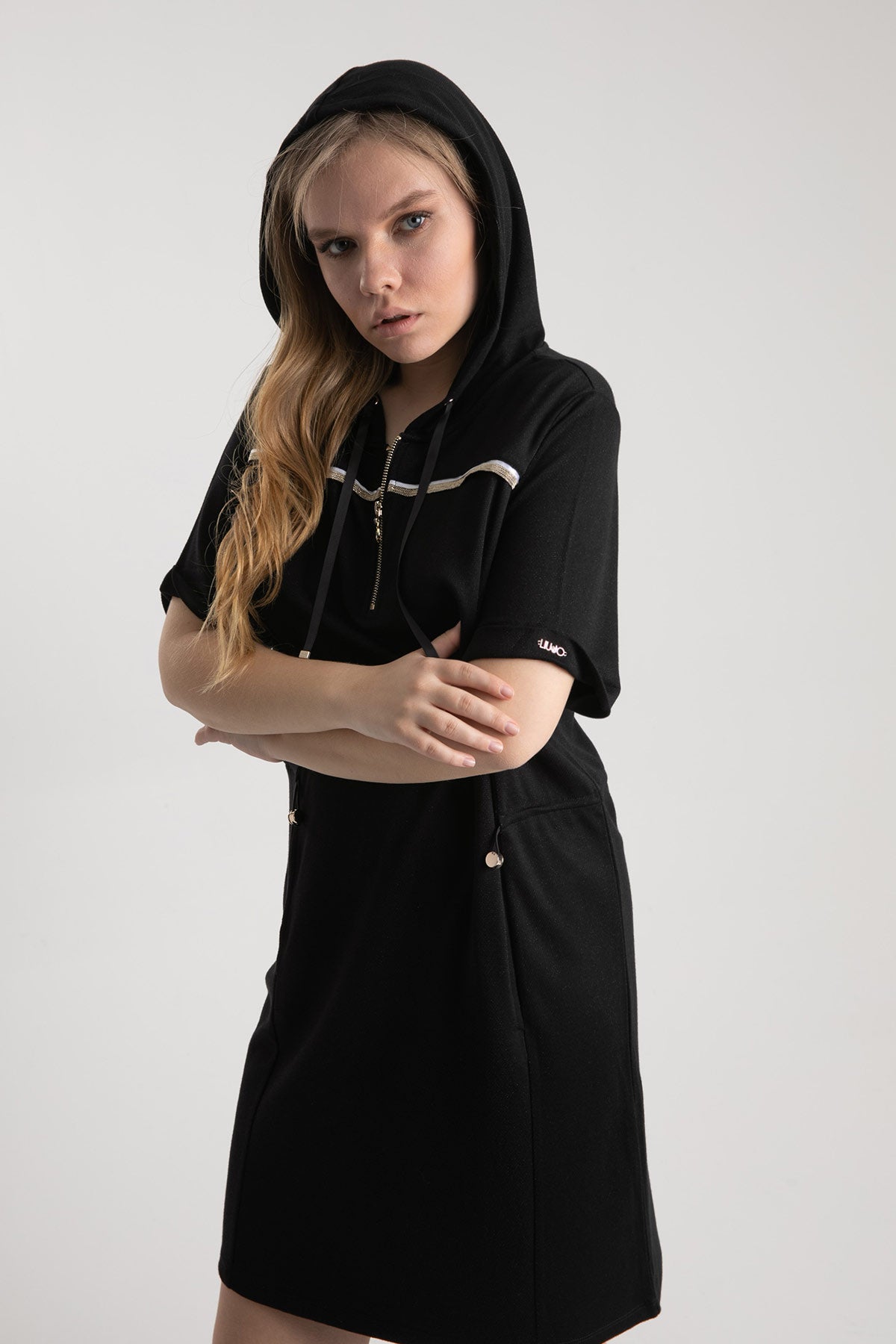 Liu Jo Kısa Kollu Kapüşonlu Diz Üstü Elbise-Libas Trendy Fashion Store