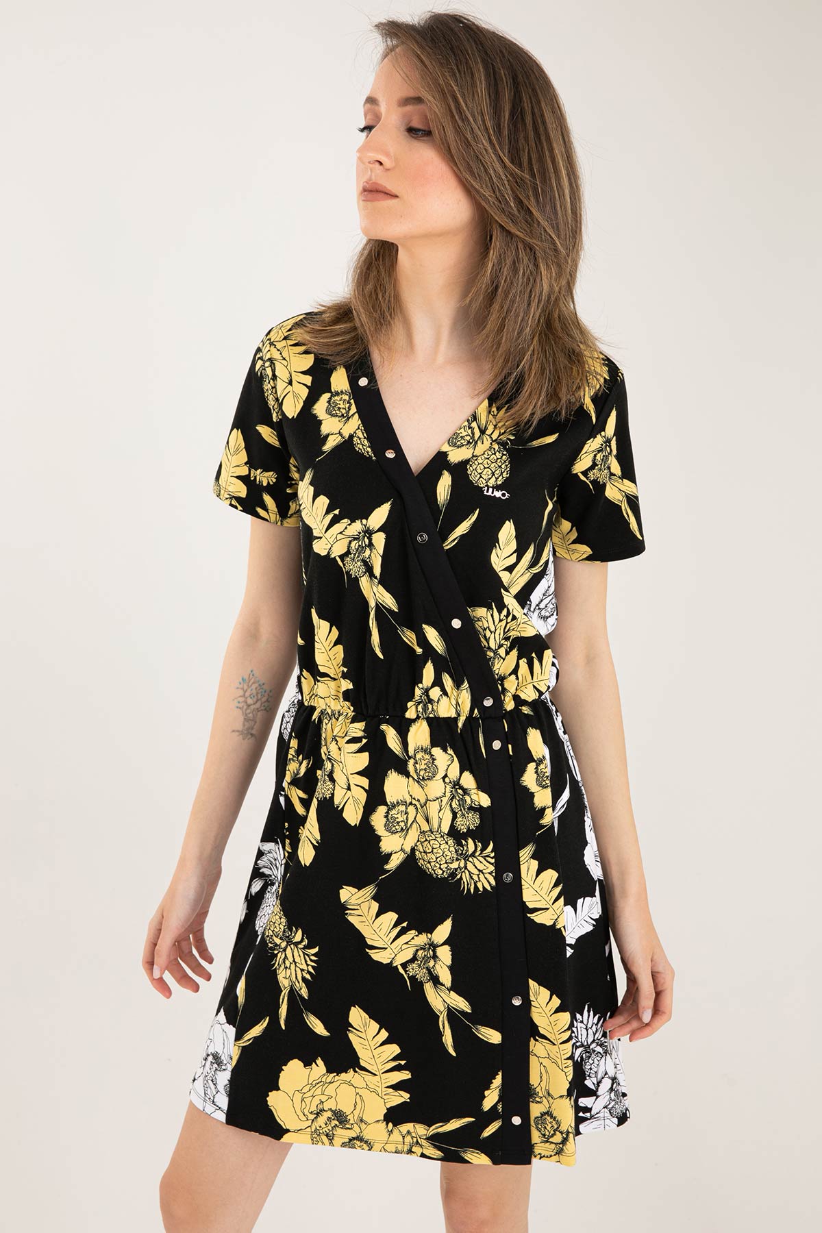 Liu Jo Diz Üstü V Yaka Çiçek Desenli Elbise-Libas Trendy Fashion Store