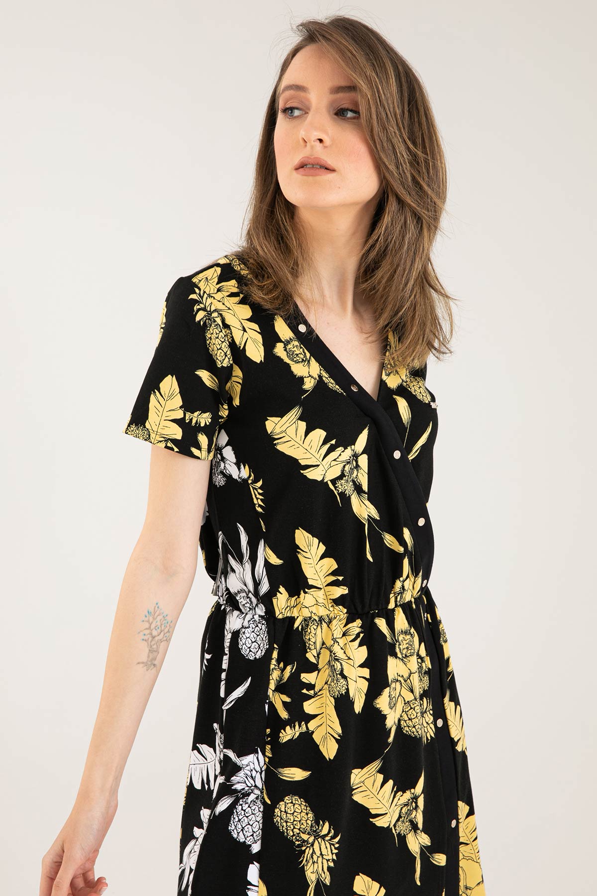 Liu Jo Diz Üstü V Yaka Çiçek Desenli Elbise-Libas Trendy Fashion Store