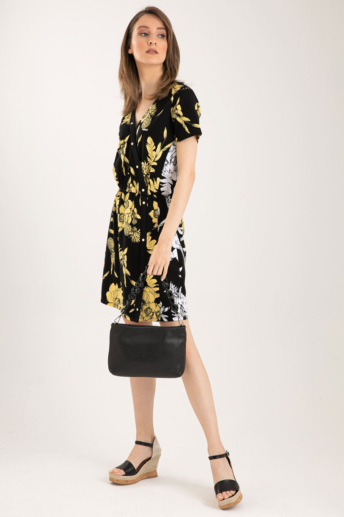 Liu Jo Diz Üstü V Yaka Çiçek Desenli Elbise-Libas Trendy Fashion Store