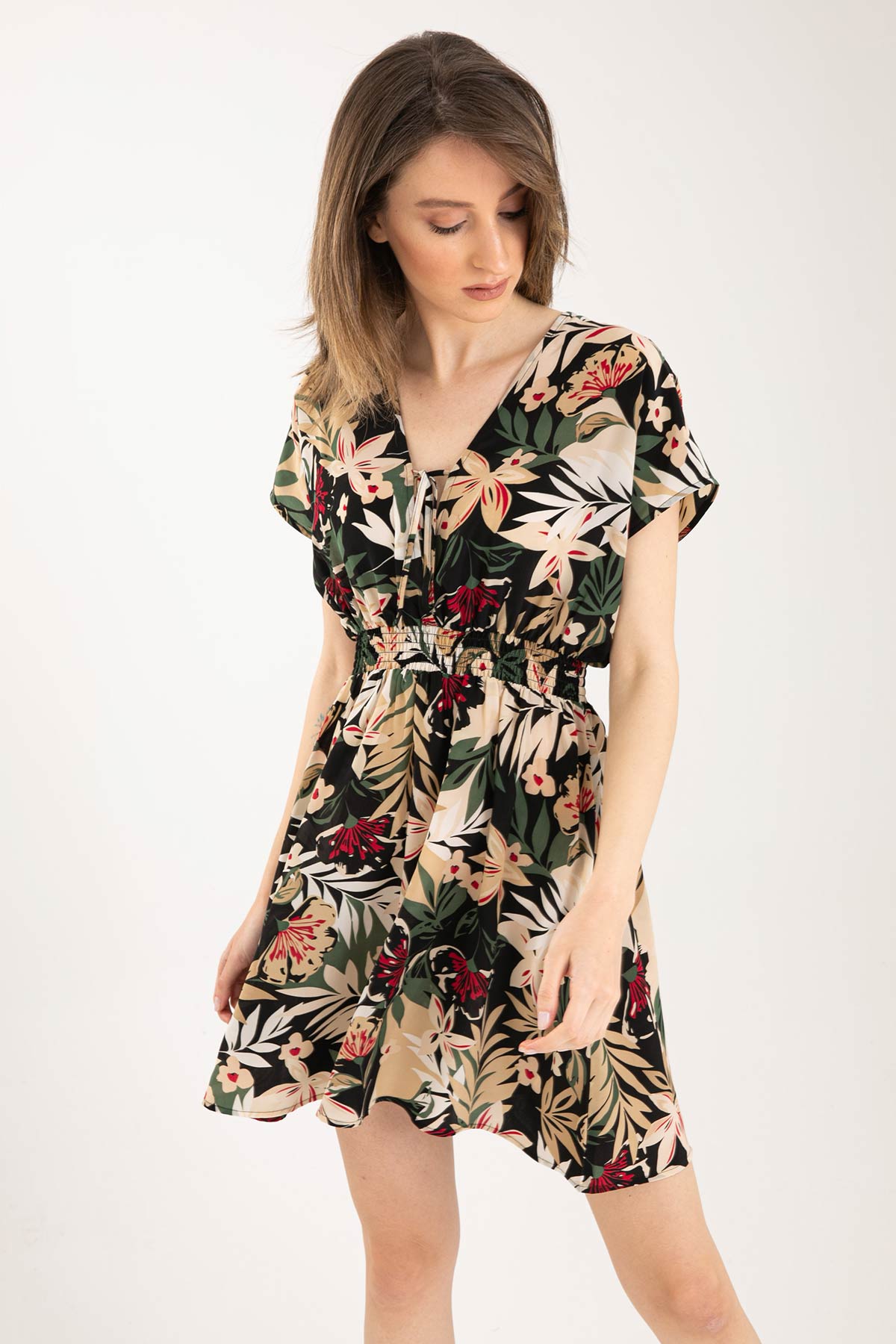 Liu Jo Belden Büzgülü Çiçek Desenli Elbise-Libas Trendy Fashion Store