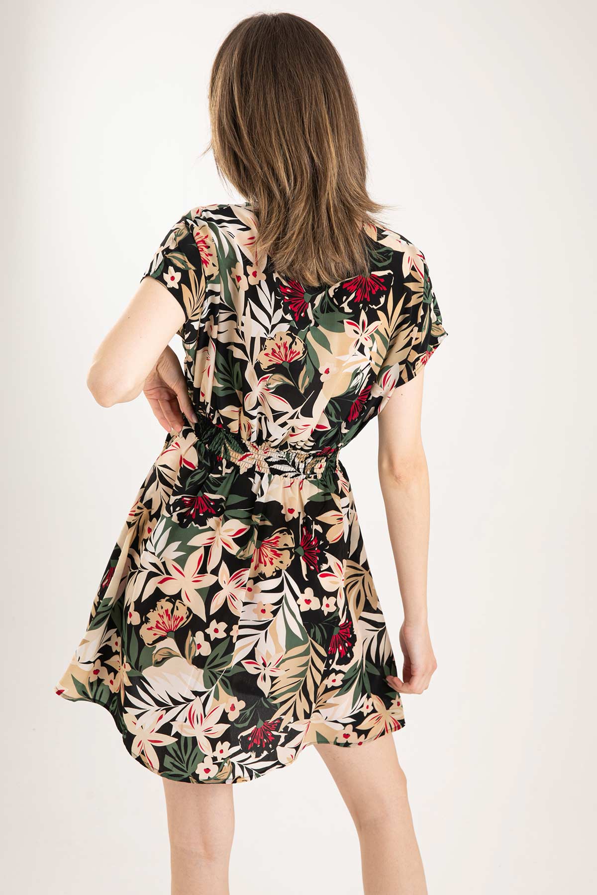 Liu Jo Belden Büzgülü Çiçek Desenli Elbise-Libas Trendy Fashion Store