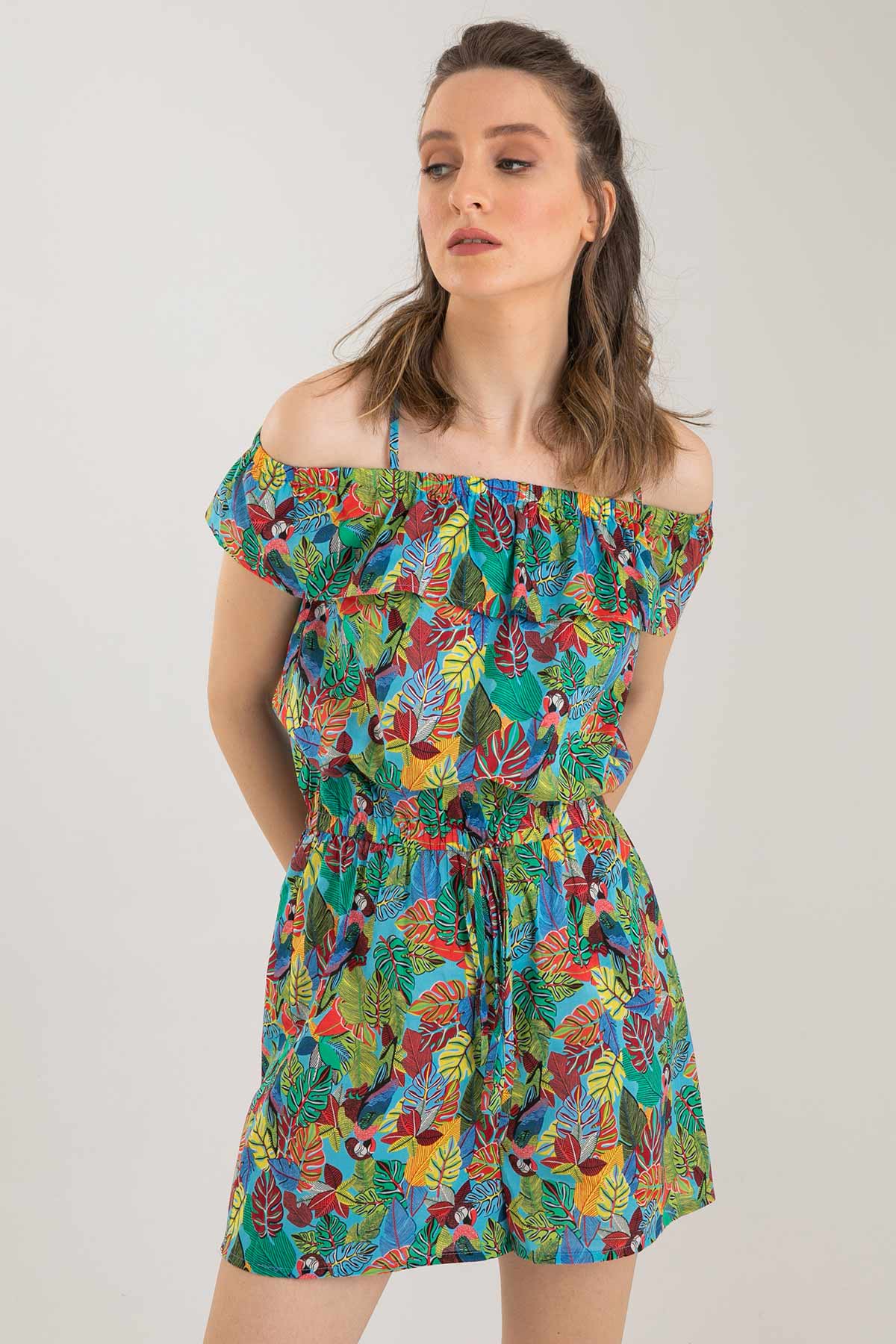 Liu Jo Tropik Desenli Straplez Elbise-Libas Trendy Fashion Store