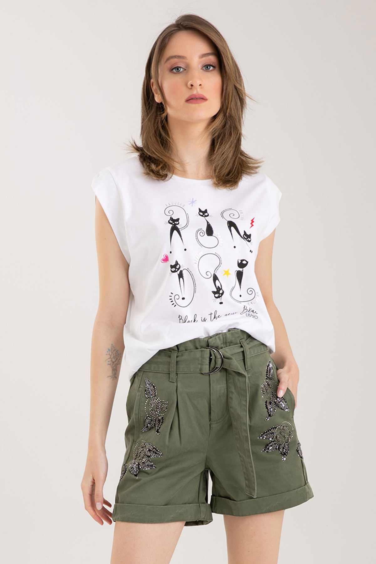 Liu Jo Kedi Temalı T-shirt-Libas Trendy Fashion Store