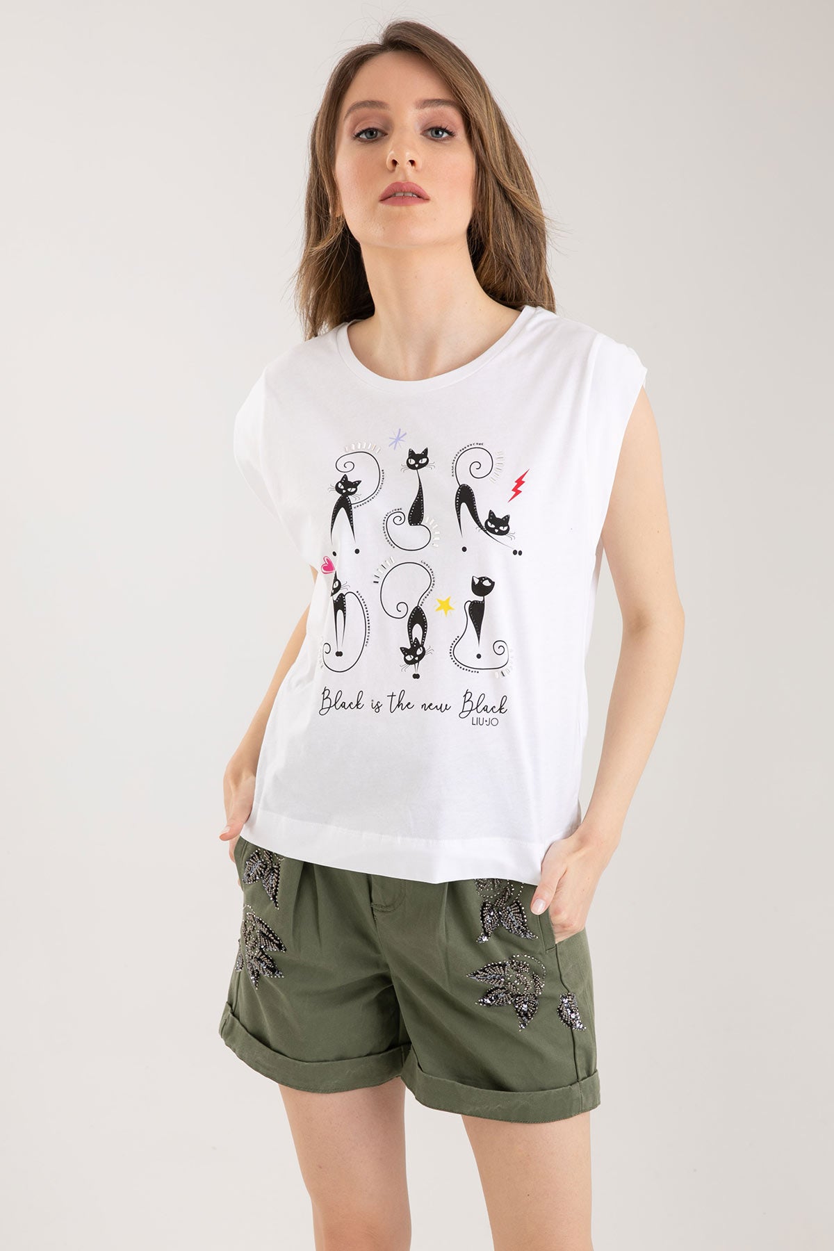 Liu Jo Kedi Temalı T-shirt-Libas Trendy Fashion Store