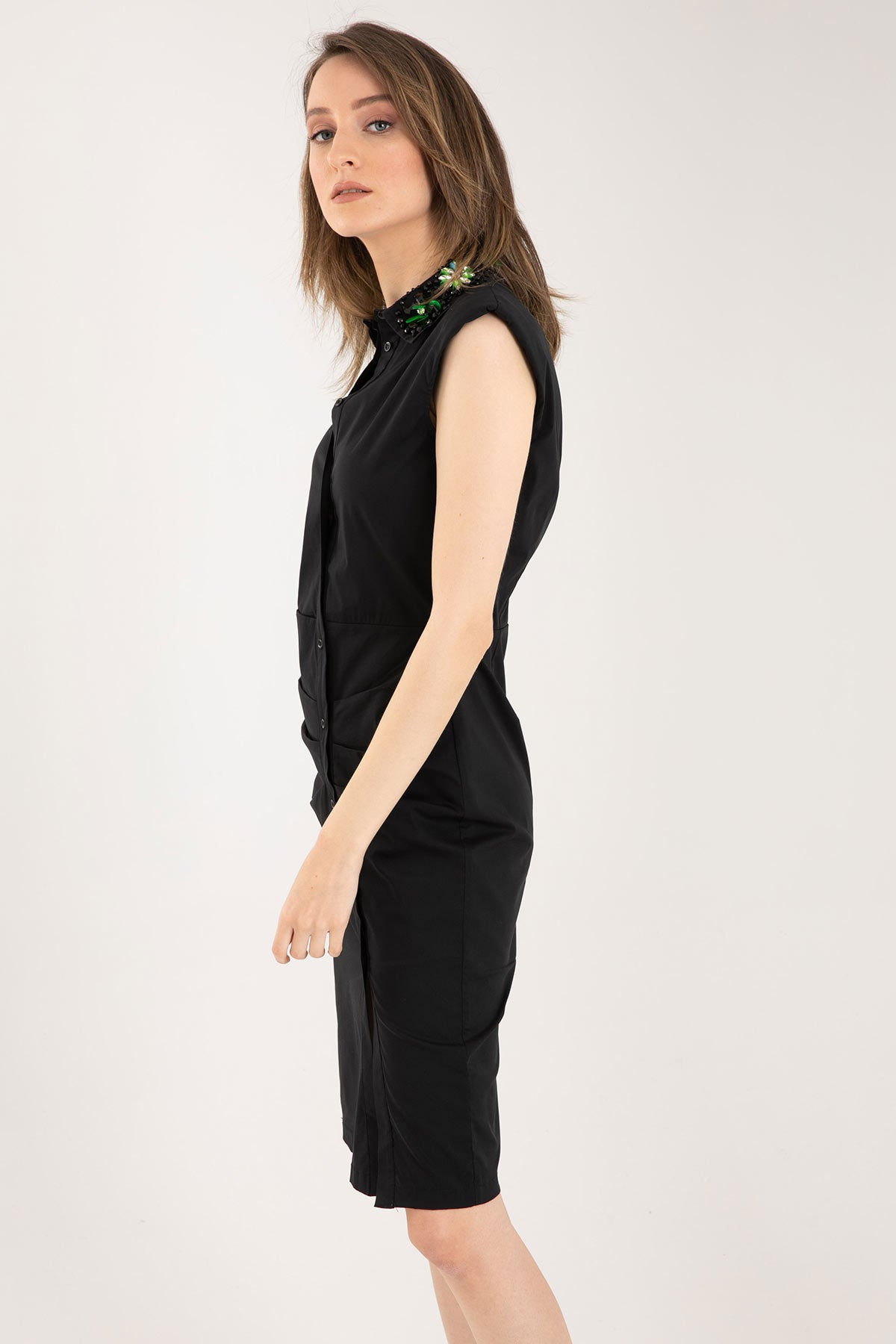 Liu Jo Yaka Aksesuarlı Asimetrik Elbise-Libas Trendy Fashion Store