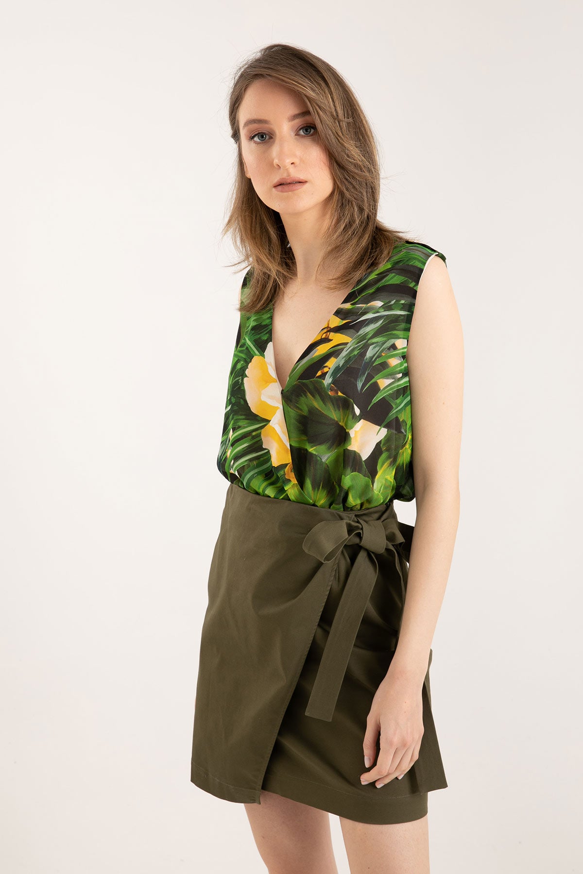 Liu Jo V Yaka Belden Kuşaklı Elbise-Libas Trendy Fashion Store