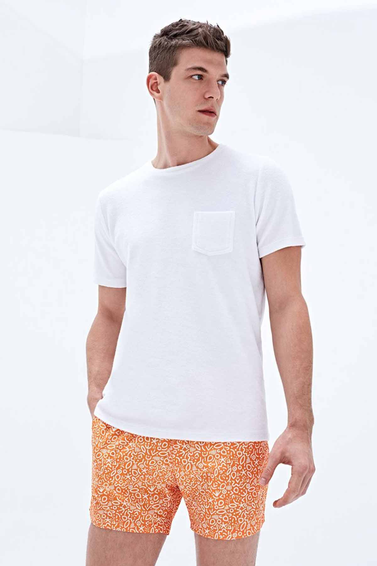 Bluemint Logan Orange Outline Şort Mayo-Libas Trendy Fashion Store