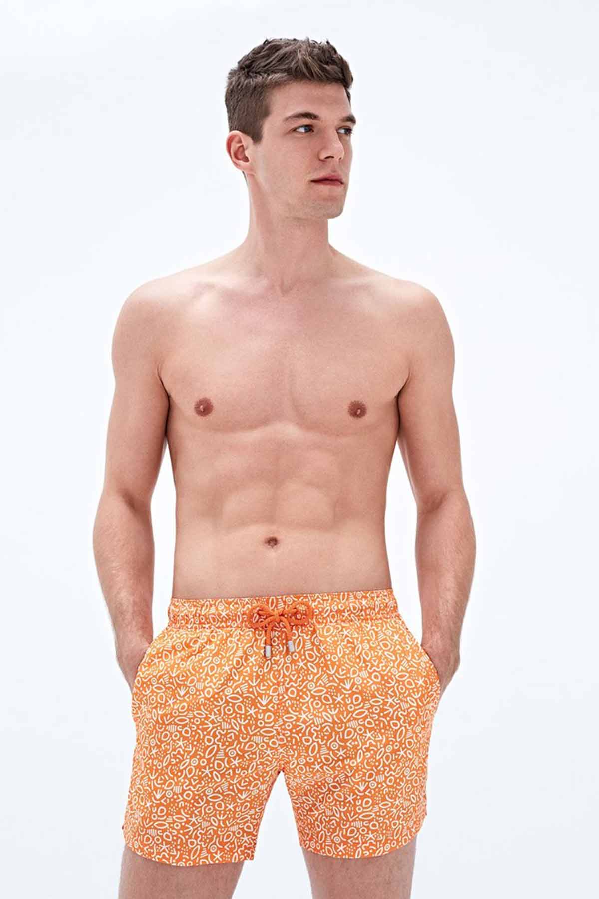 Bluemint Logan Orange Outline Şort Mayo-Libas Trendy Fashion Store