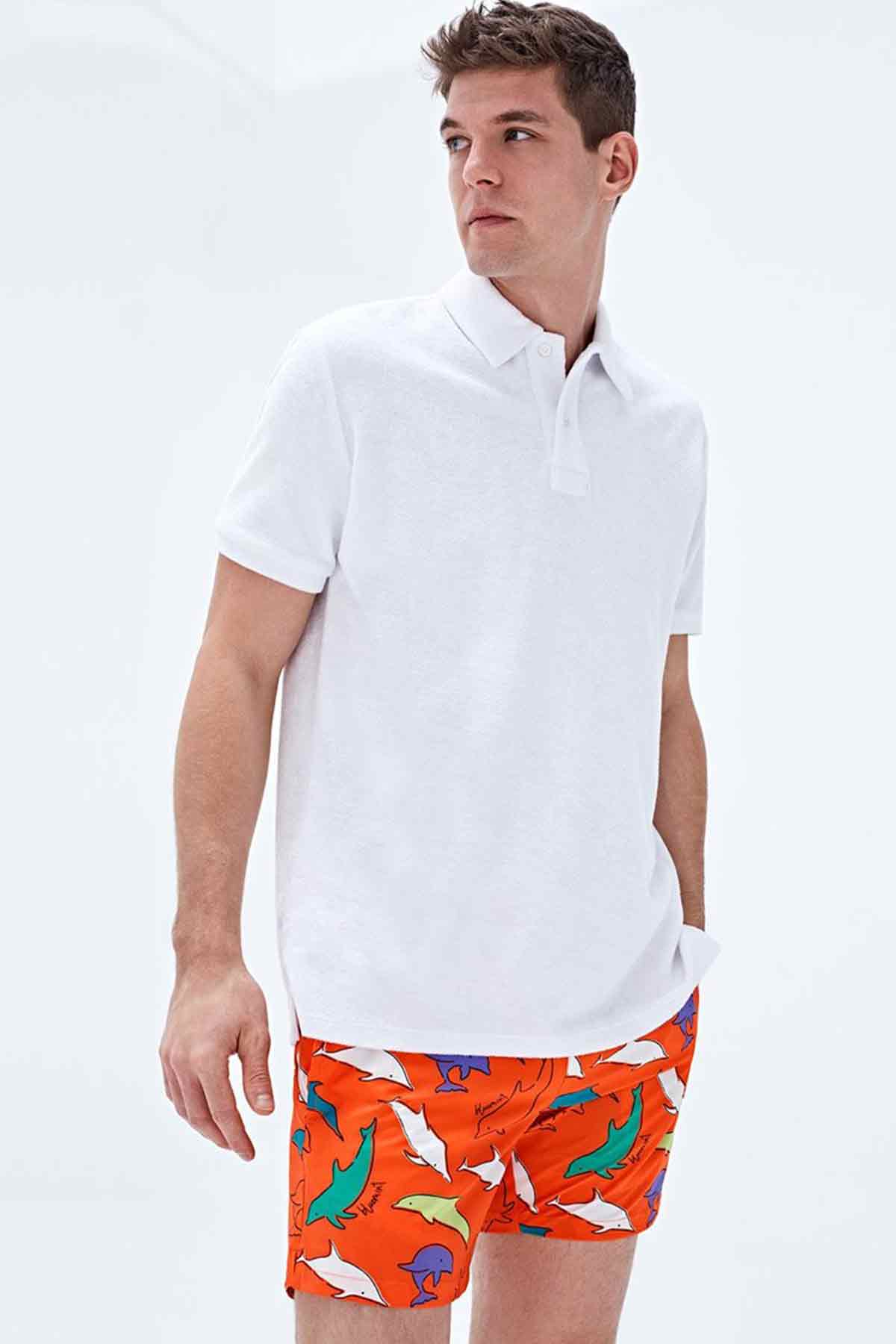 Bluemint Arthus Stretch Orange Dolphin Şort Mayo-Libas Trendy Fashion Store