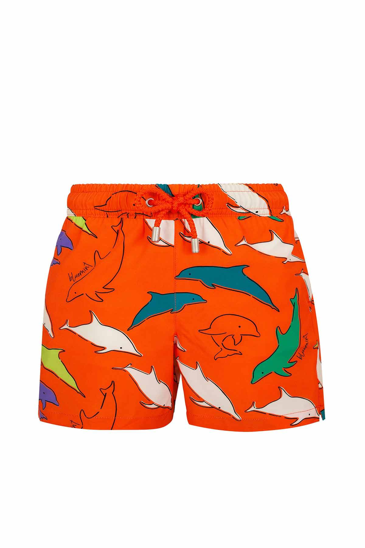 Bluemint 2-8 Yaş Erkek Çocuk Arthus Boy Stretch Orange Dolphin Şort Mayo-Libas Trendy Fashion Store