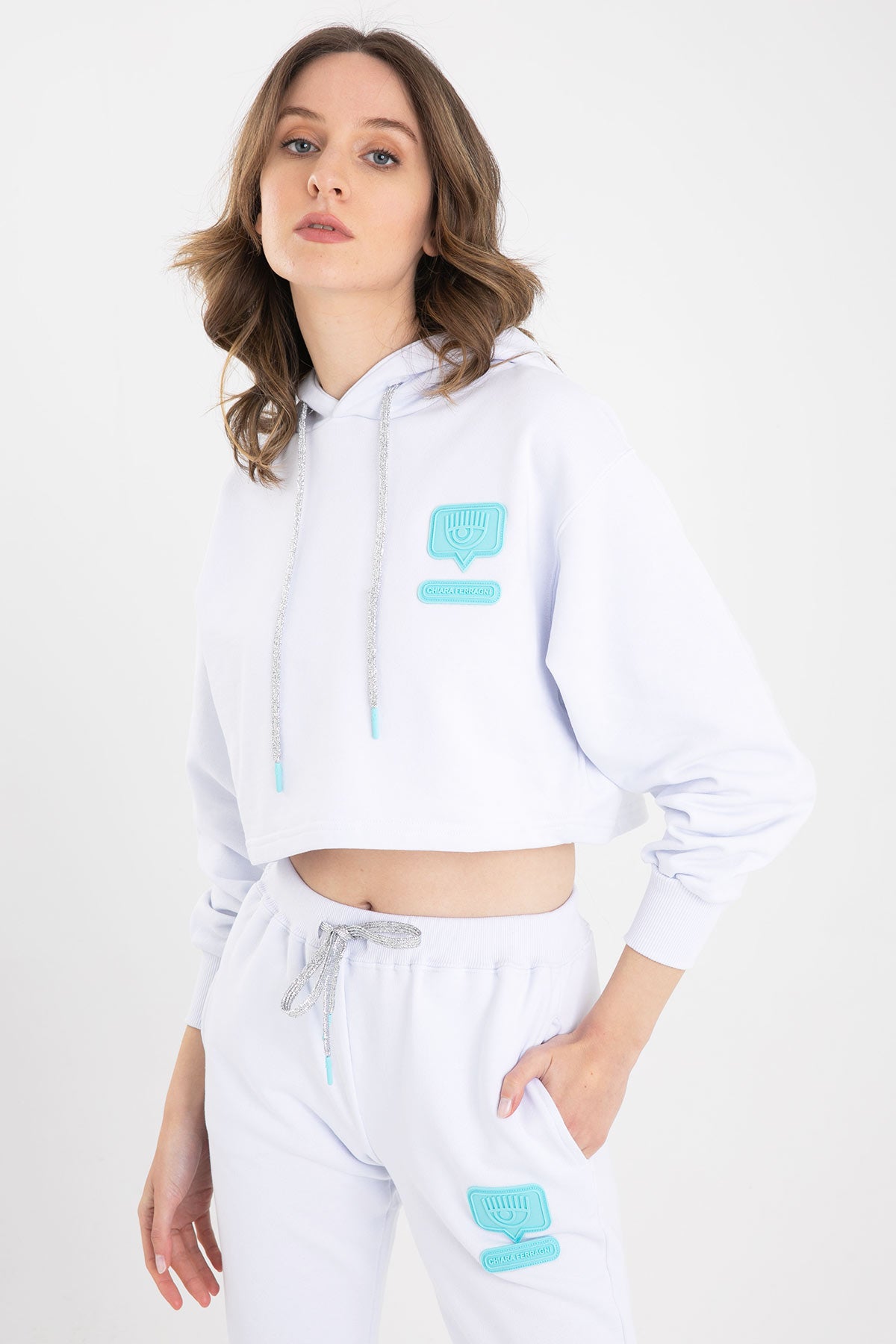 Chiara Ferragni Kapüşonlu Crop Winking Eye Sweatshirt-Libas Trendy Fashion Store