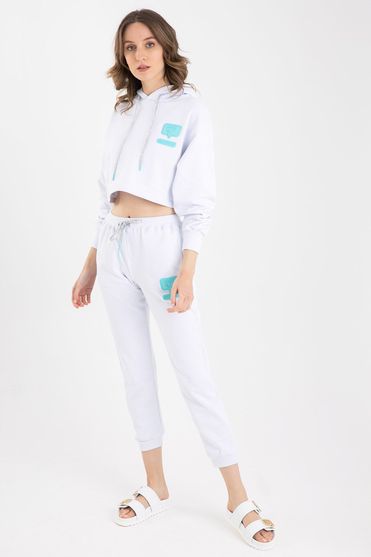 Chiara Ferragni Kapüşonlu Crop Winking Eye Sweatshirt-Libas Trendy Fashion Store